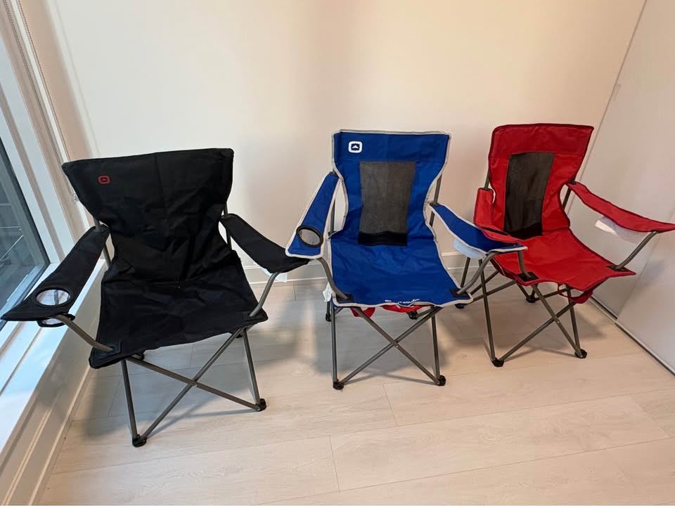 3 Outbound Folding Chairs with Cup Holders