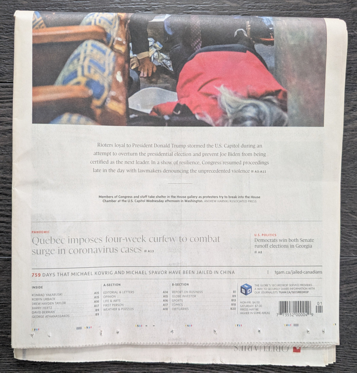 Under Siege - 7 Jan 2021 by The Globe and Mail newspaper - photo 2