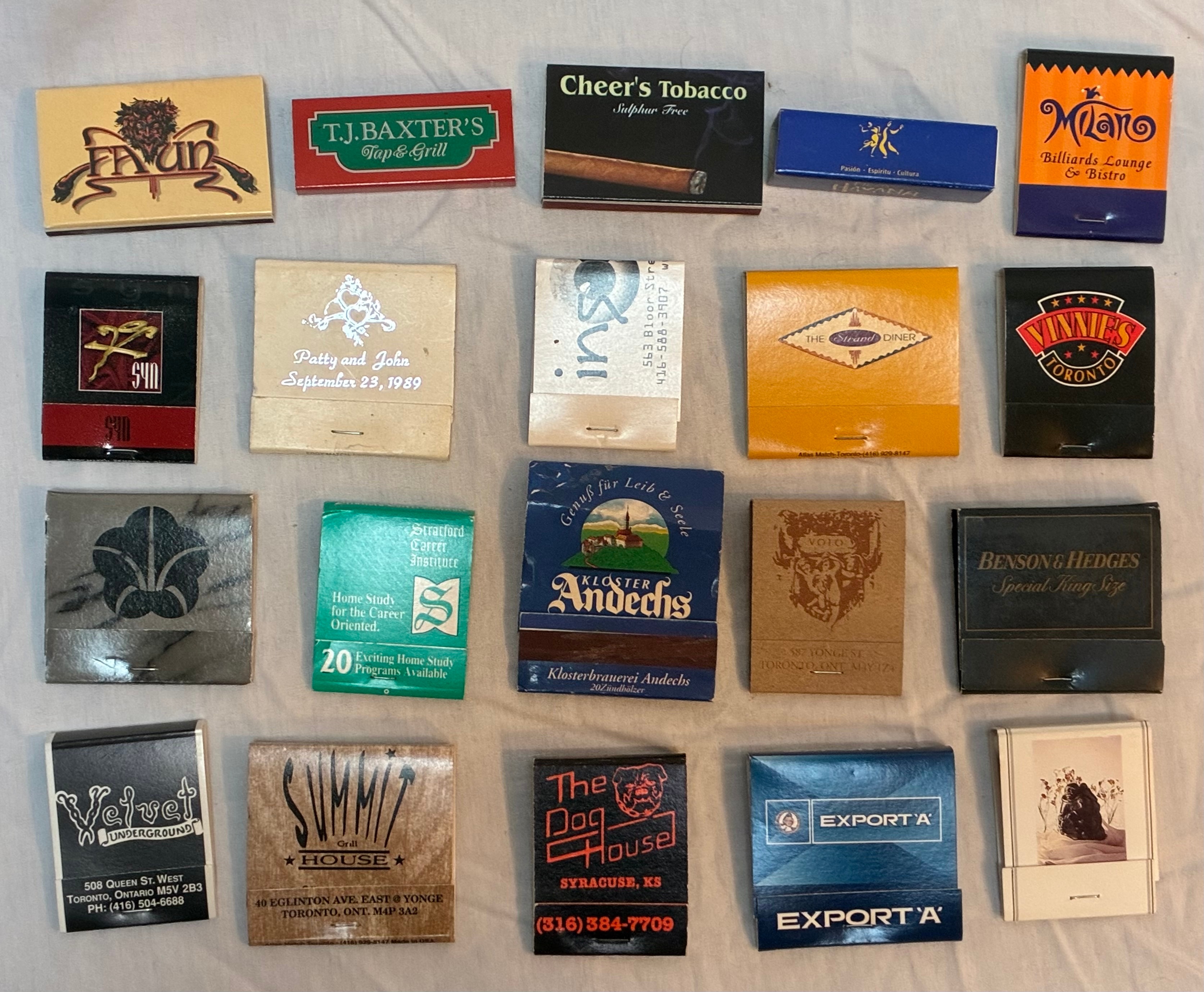 20 Vintage Collectable Matches, Matchbooks