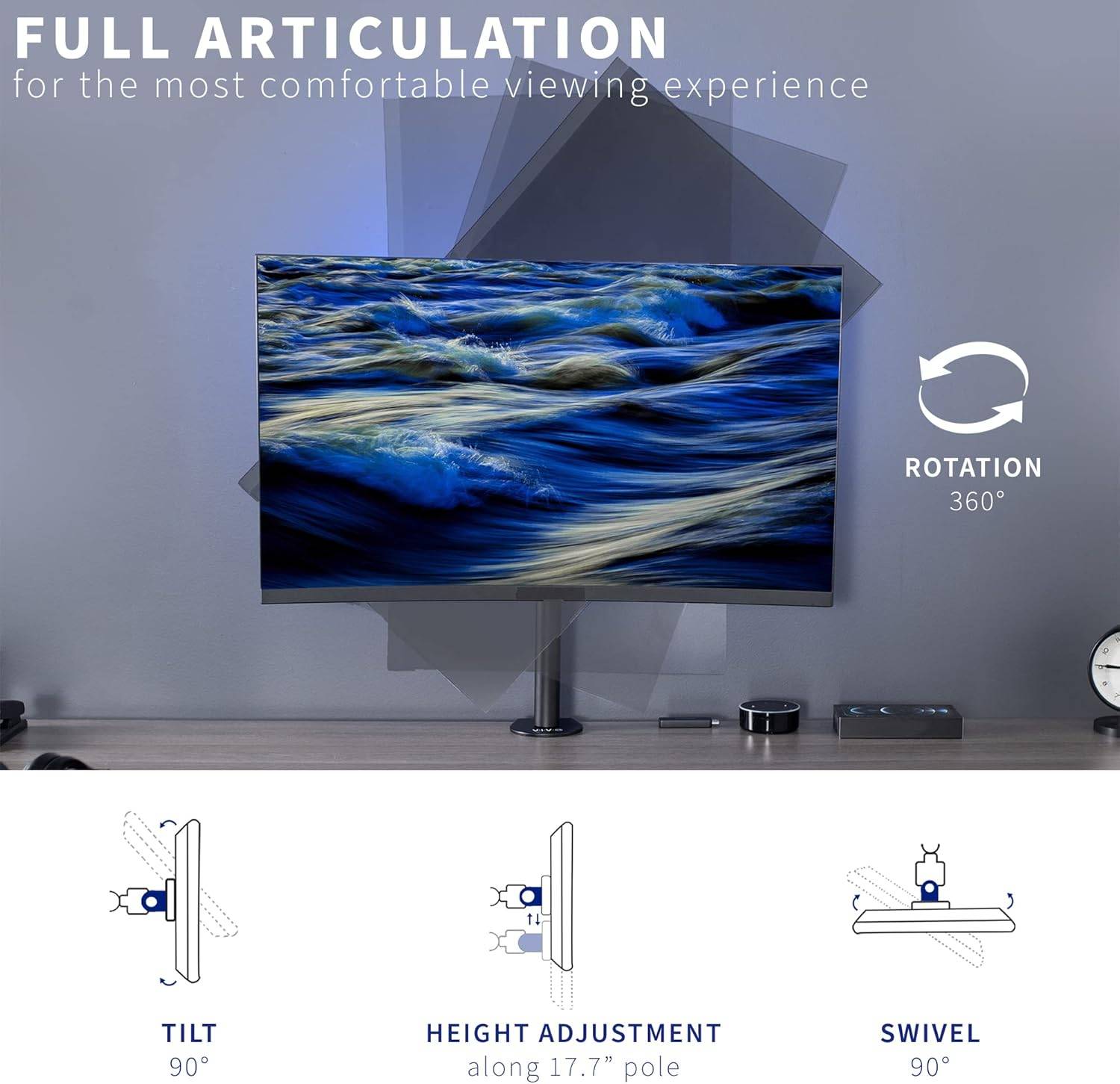 New VIVO Single Monitor Adjustable Tilt Desk Monitor Mount - photo 2