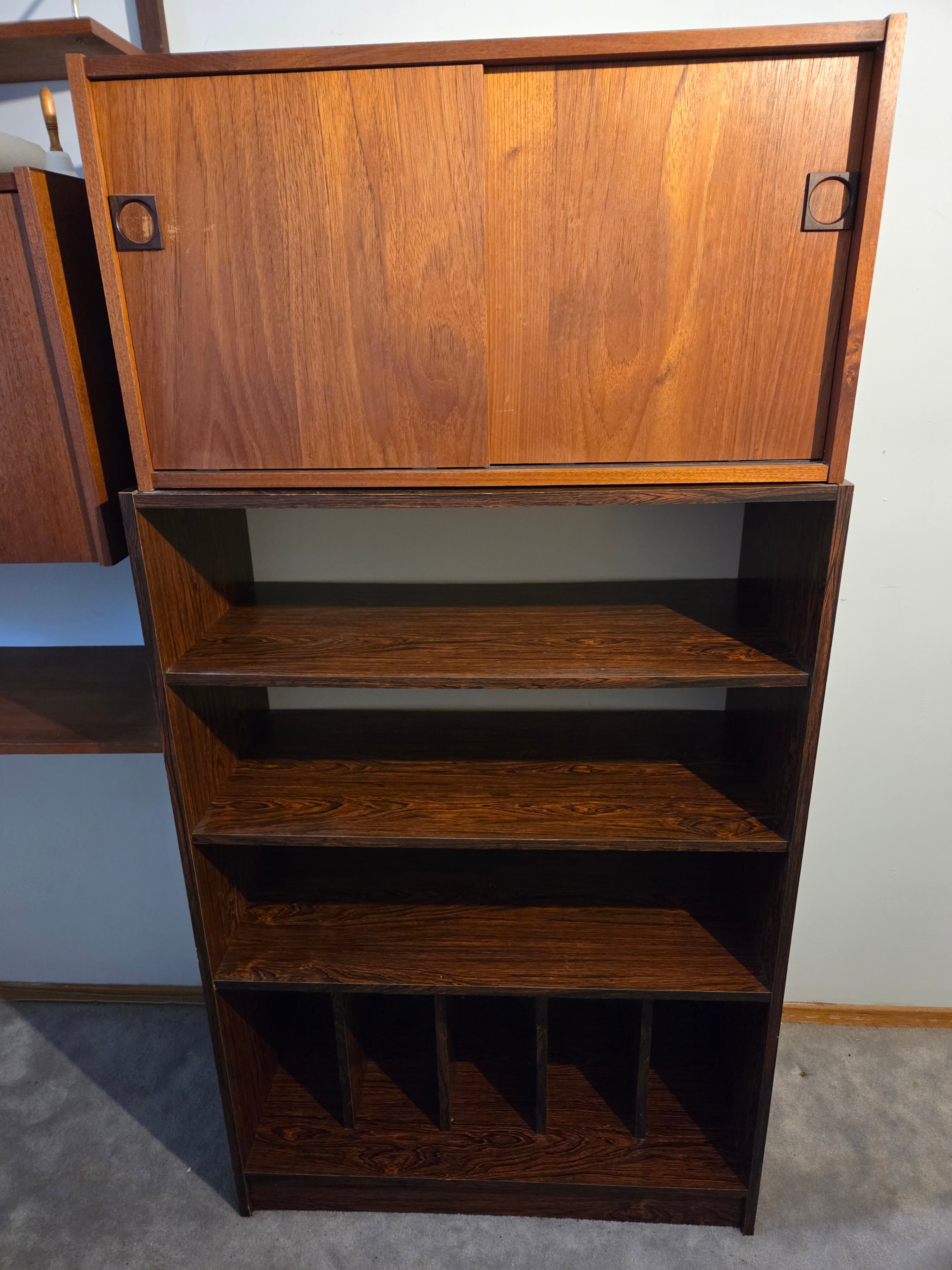 Authentic MCM 2-Piece Wall Unit, PS System Cabinet & Oak Base