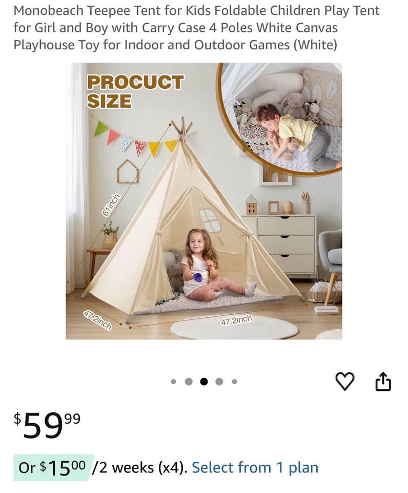 Kids Teepee Canvas Foldable Tent - photo 2