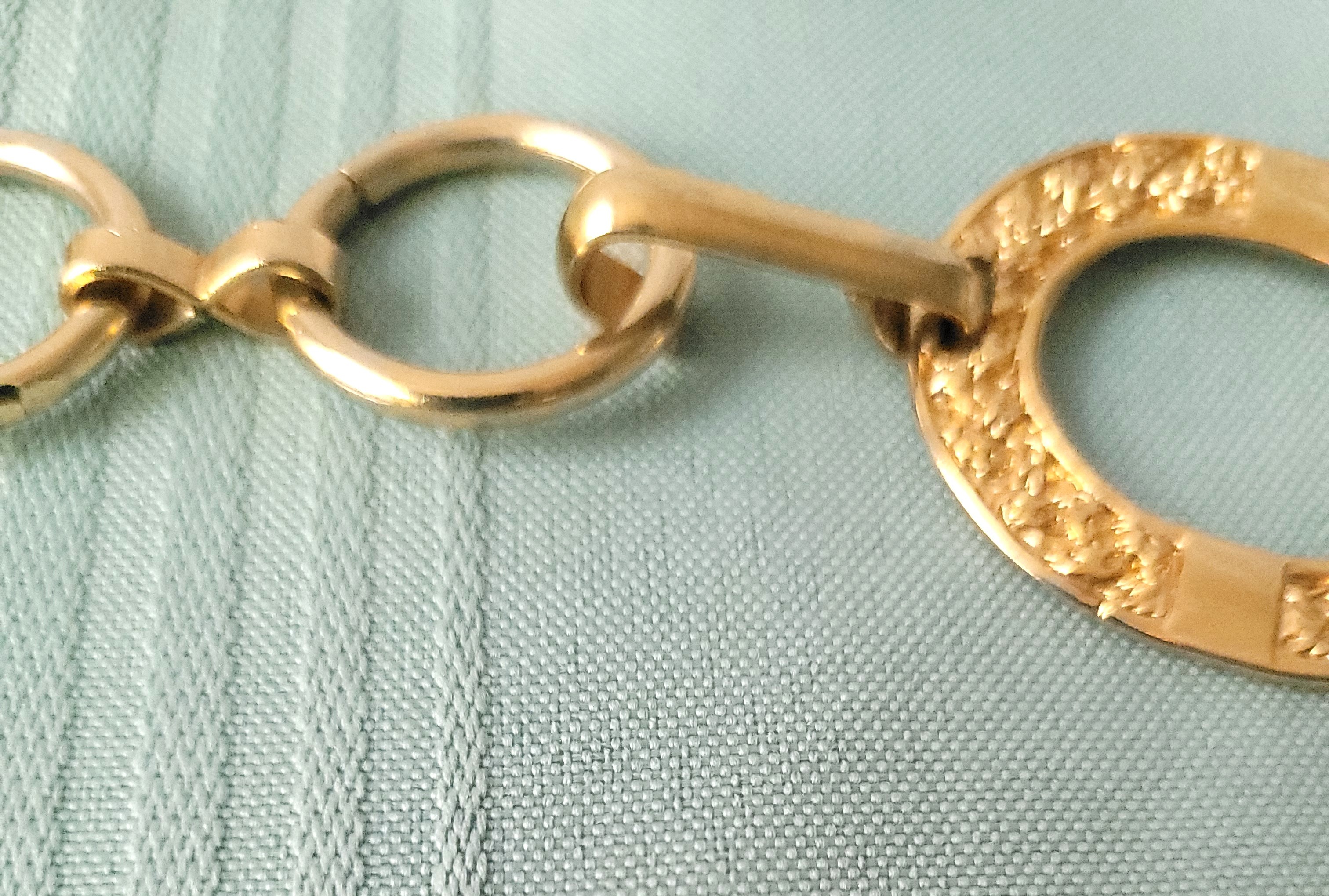 80s Textured Gold Tone Circle Link Chain Belt Adjustable 38.5" - photo 4