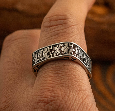 Men's Silver-Tone Ring with Celtic Knot Design - photo 2