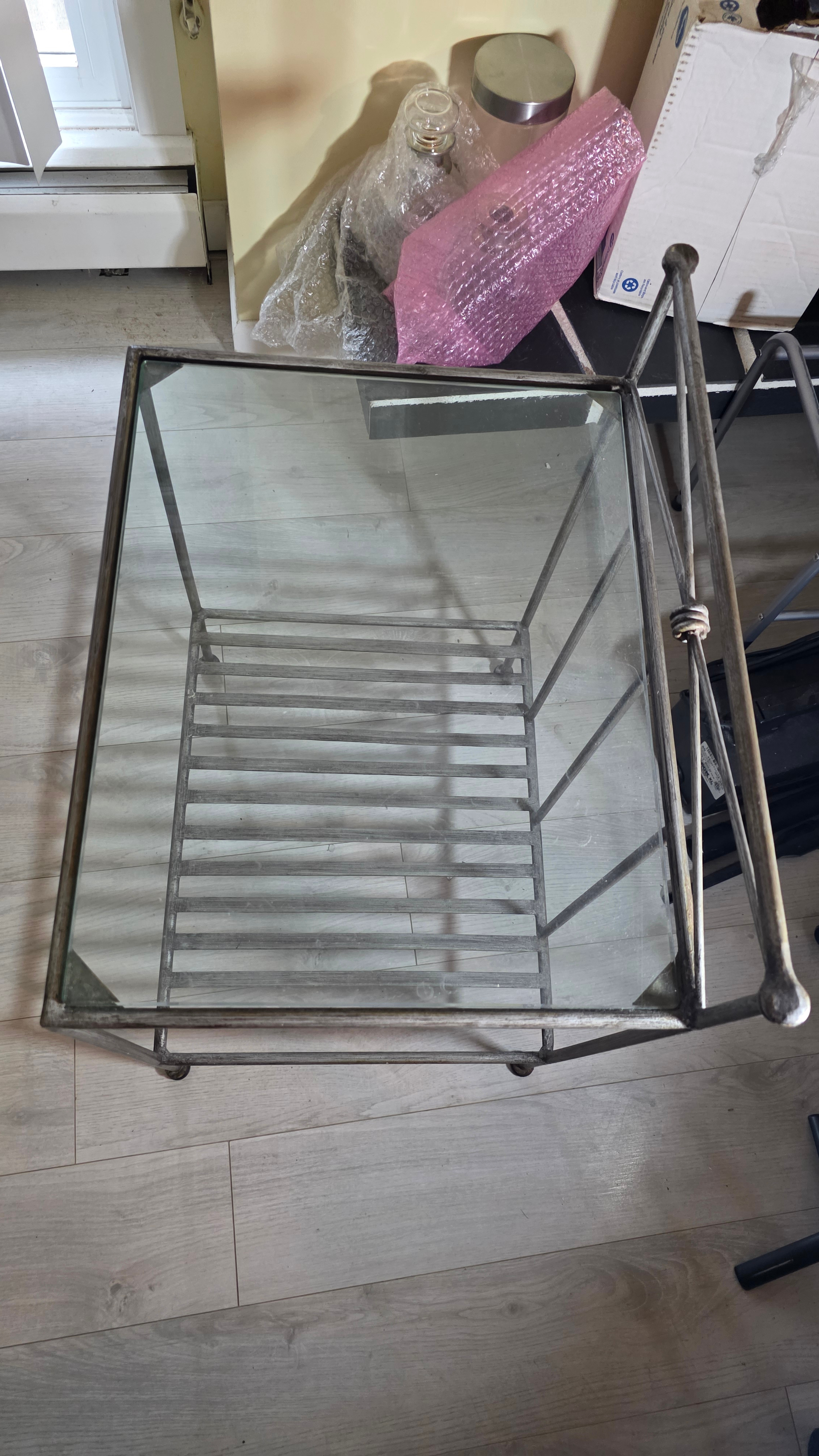 ✨ Pier 1 Imports Medici Pewter Wrought Iron & Glass Side Table ✨ - photo 4
