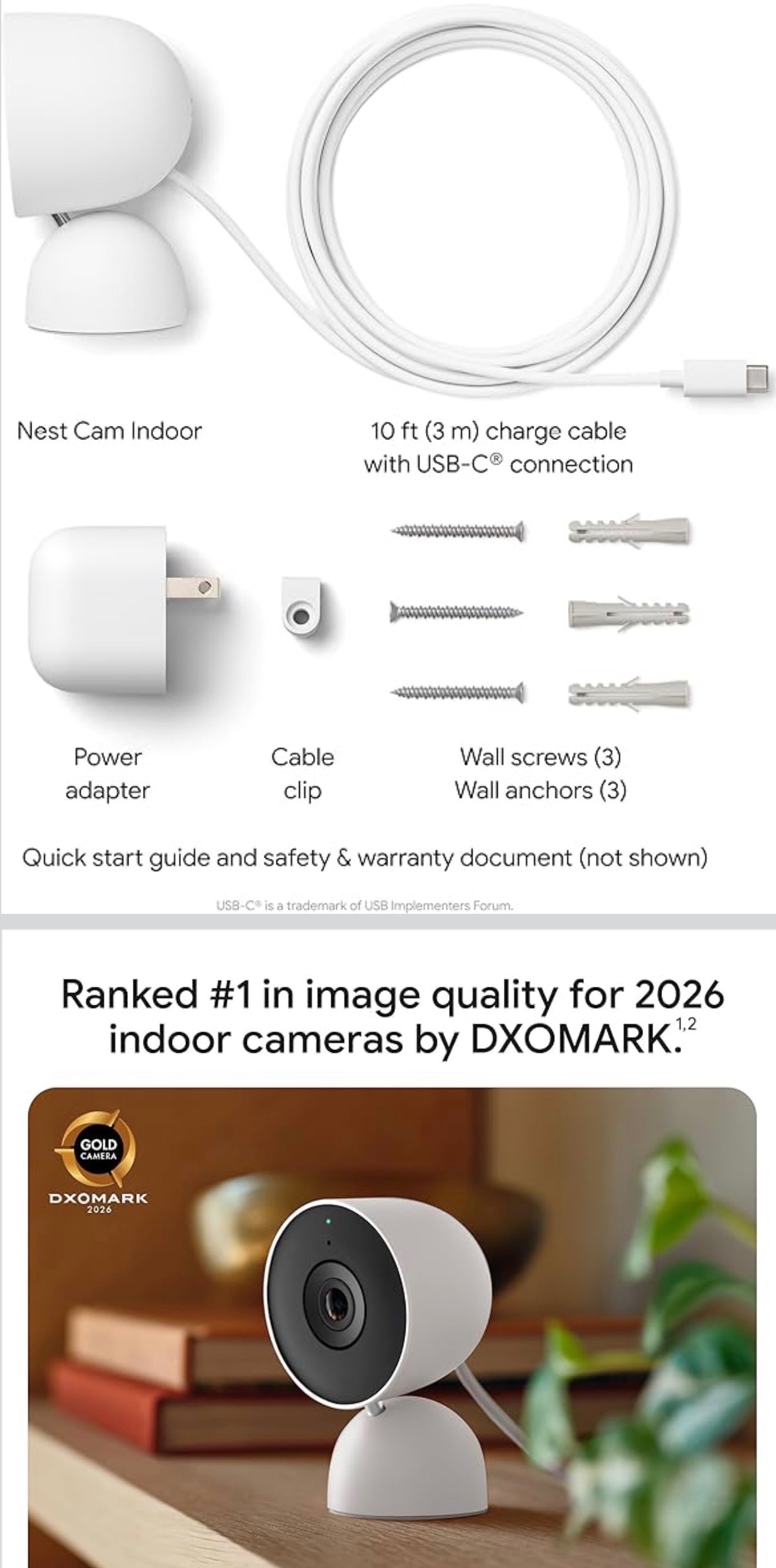 Google Nest Cam Indoor 3rd Gen 2K Vid, 2way Audio, Night Vision