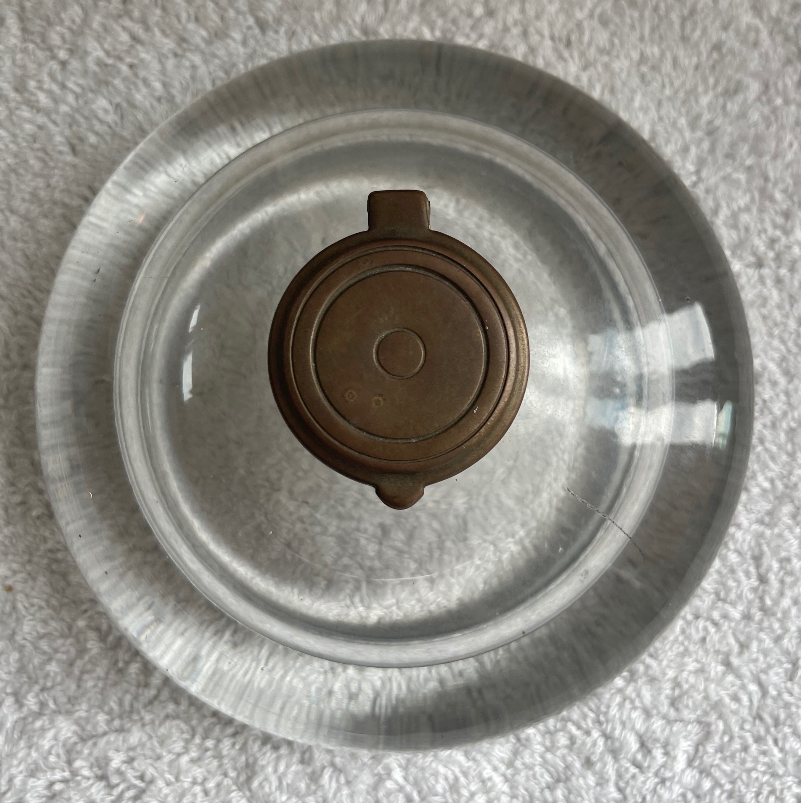 Antique 5" Heavy Glass Desktop Inkwell (2.2 lbs) - photo 4