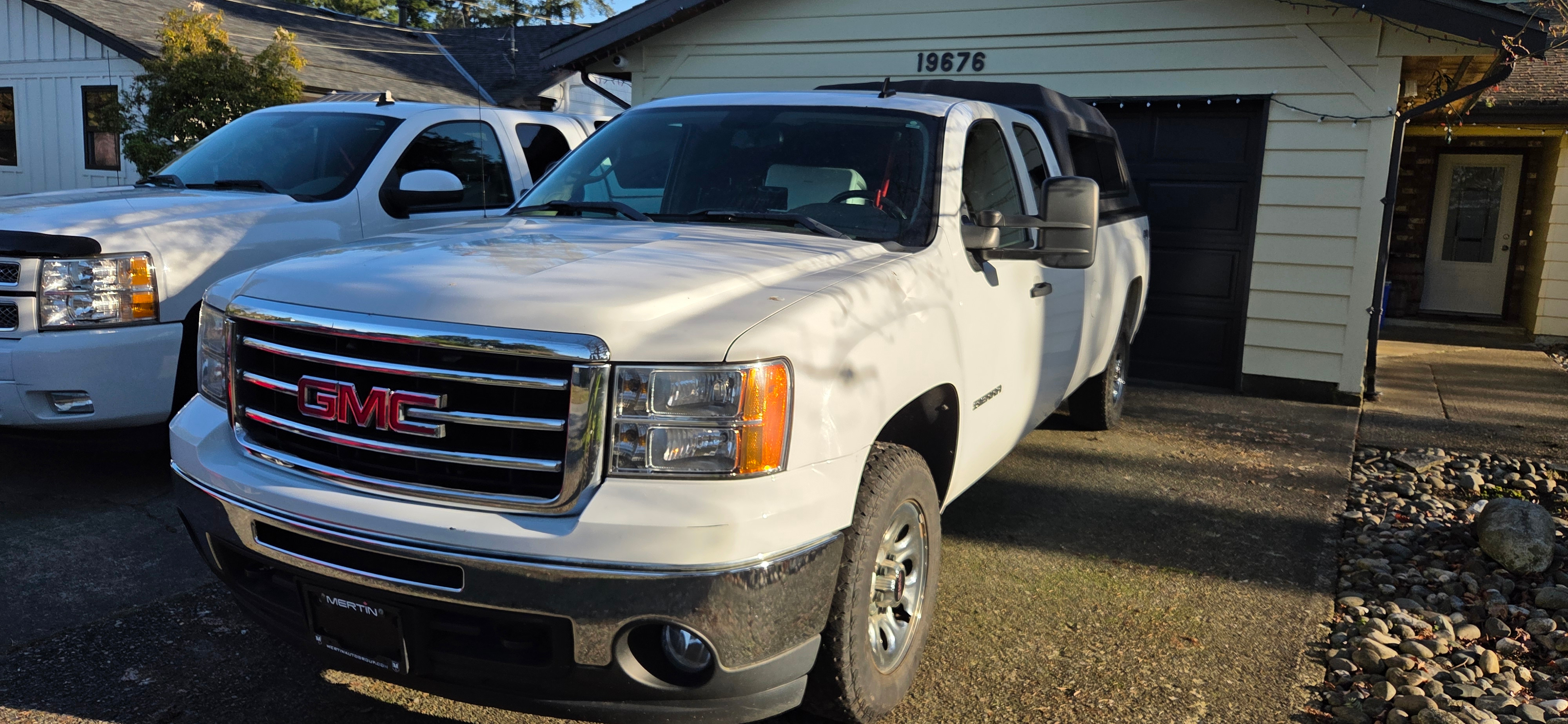 LOW KM - White GMC Sierra Pickup Truck with Cap