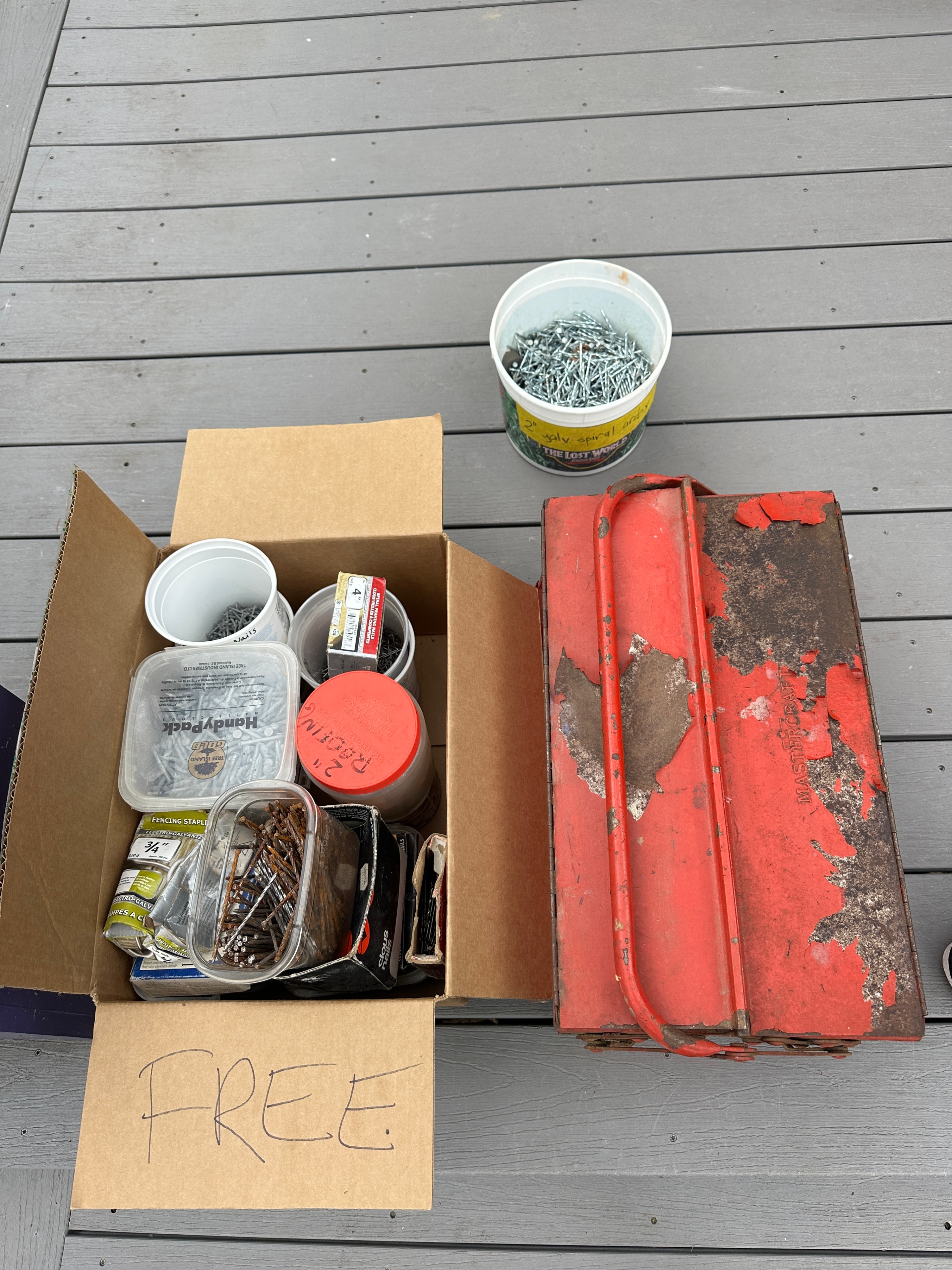FREE Assorted Nails and metal toolbox