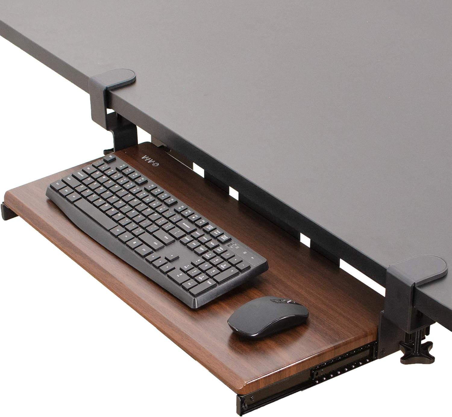 New VIVO Large Dark Wood Keyboard/Mouse Tray
