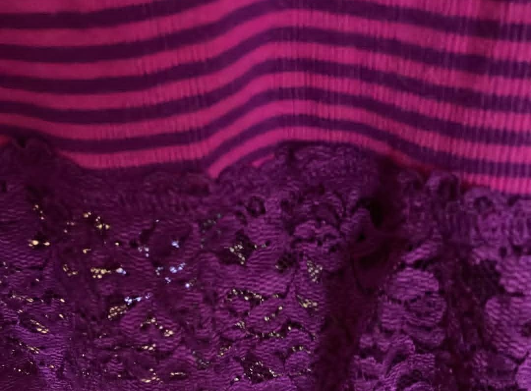 Women Purple and Pink Striped Top - Size 1X (100% Cotton) - photo 2