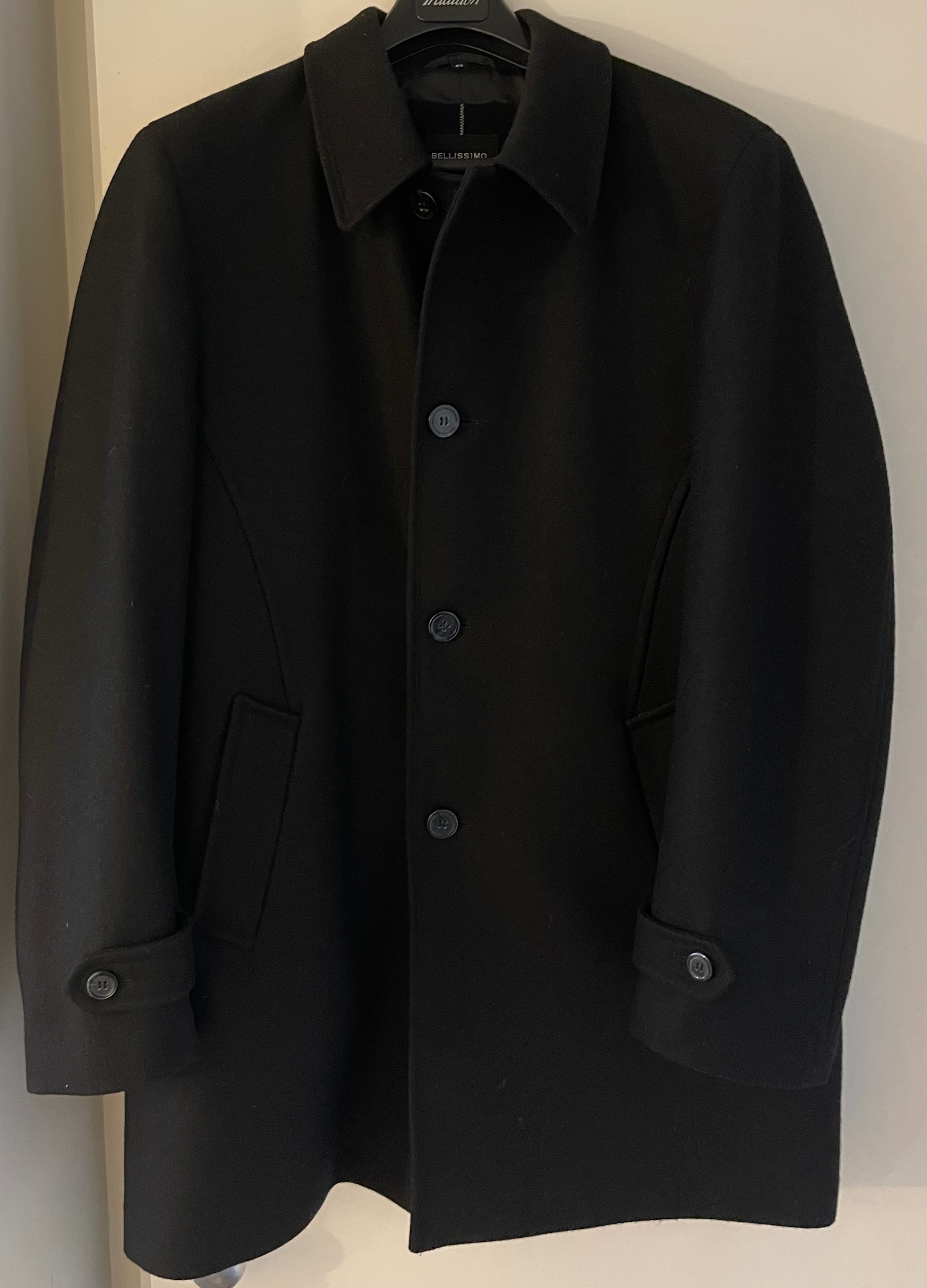 Men’s Black Bellissimo Wool Car Coat (Size XL)