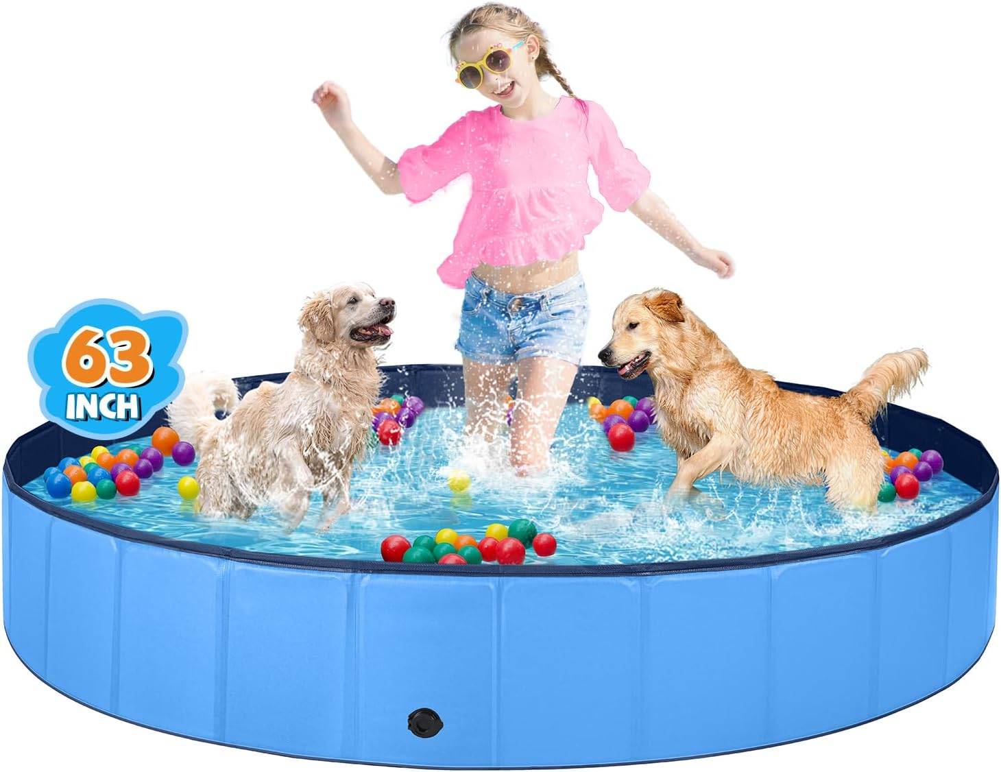 Jecoo Dog Pool for Large Dogs Kiddie Pool Hard Plastic