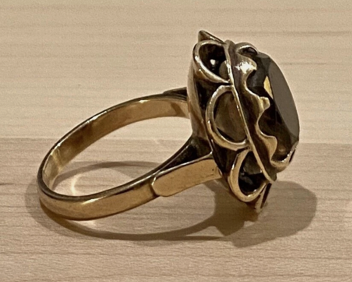 Antique 14K Gold Ring Smokey Topaz - photo 2