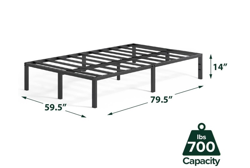 Queen metal bed frame with mattress (10") - photo 2