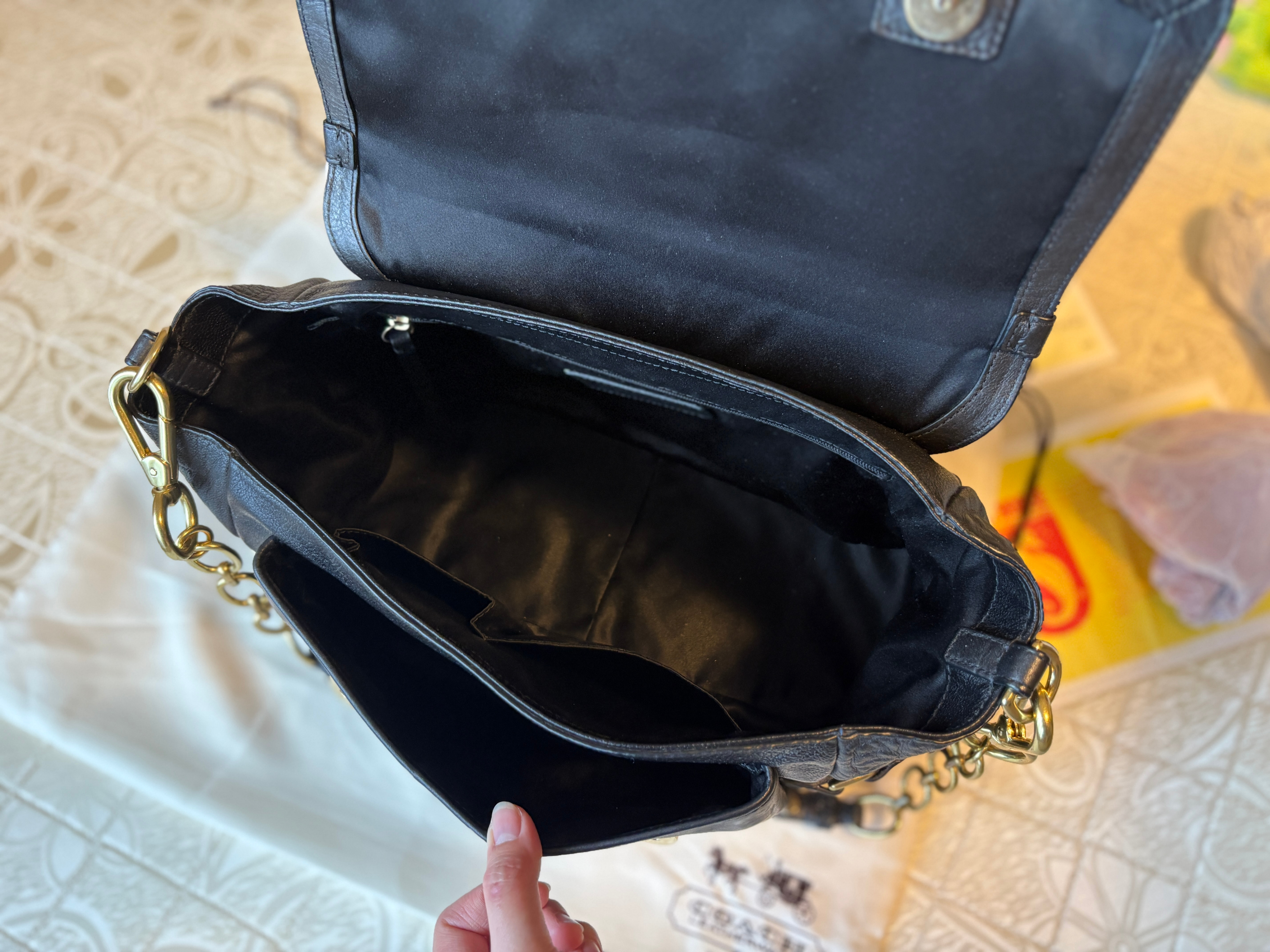 Coach Pinnacle Black Leather Eva Satchel/Handbag - photo 3