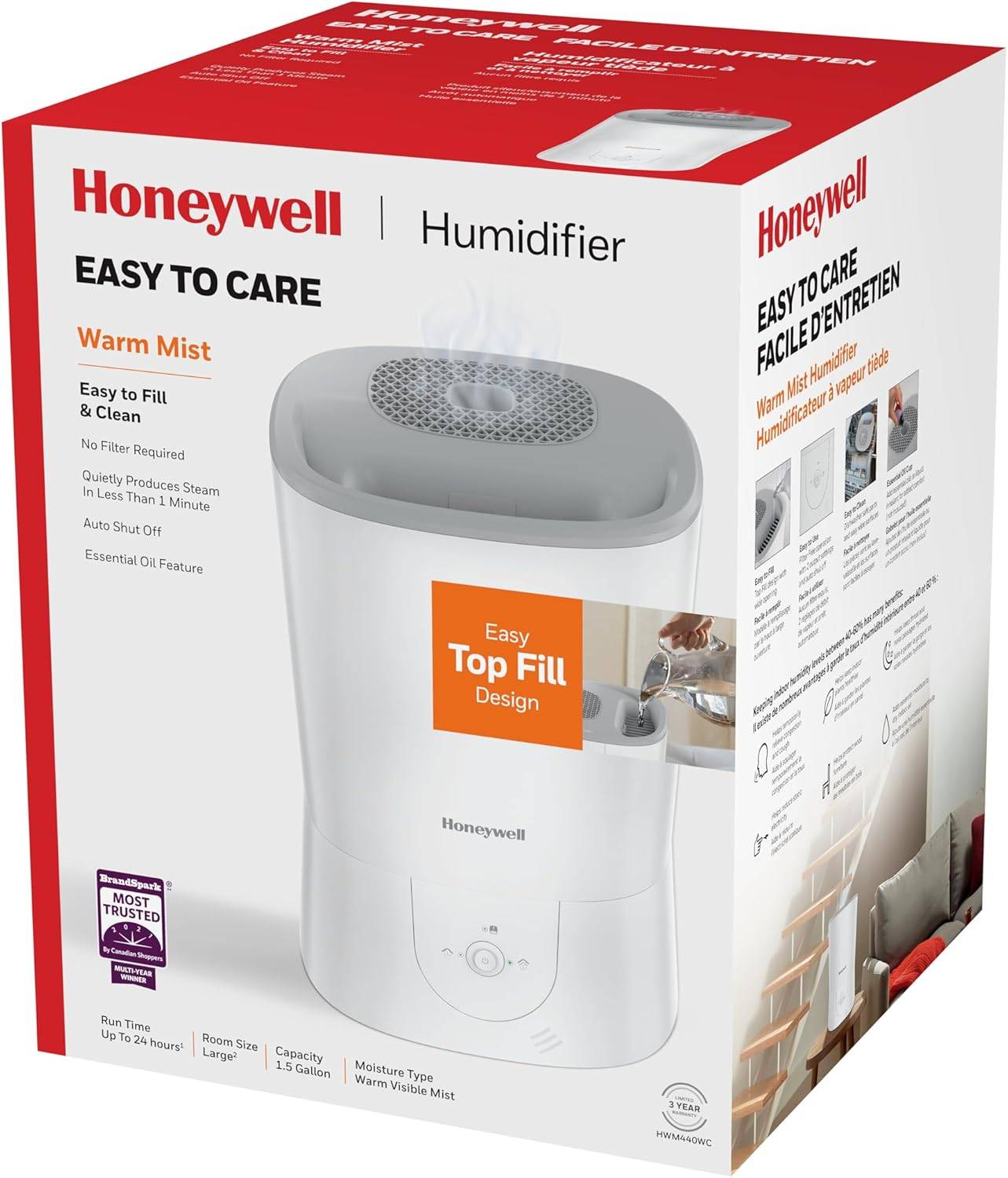 Honeywell Easy To Care Warm Mist Humidifier HWM440WC