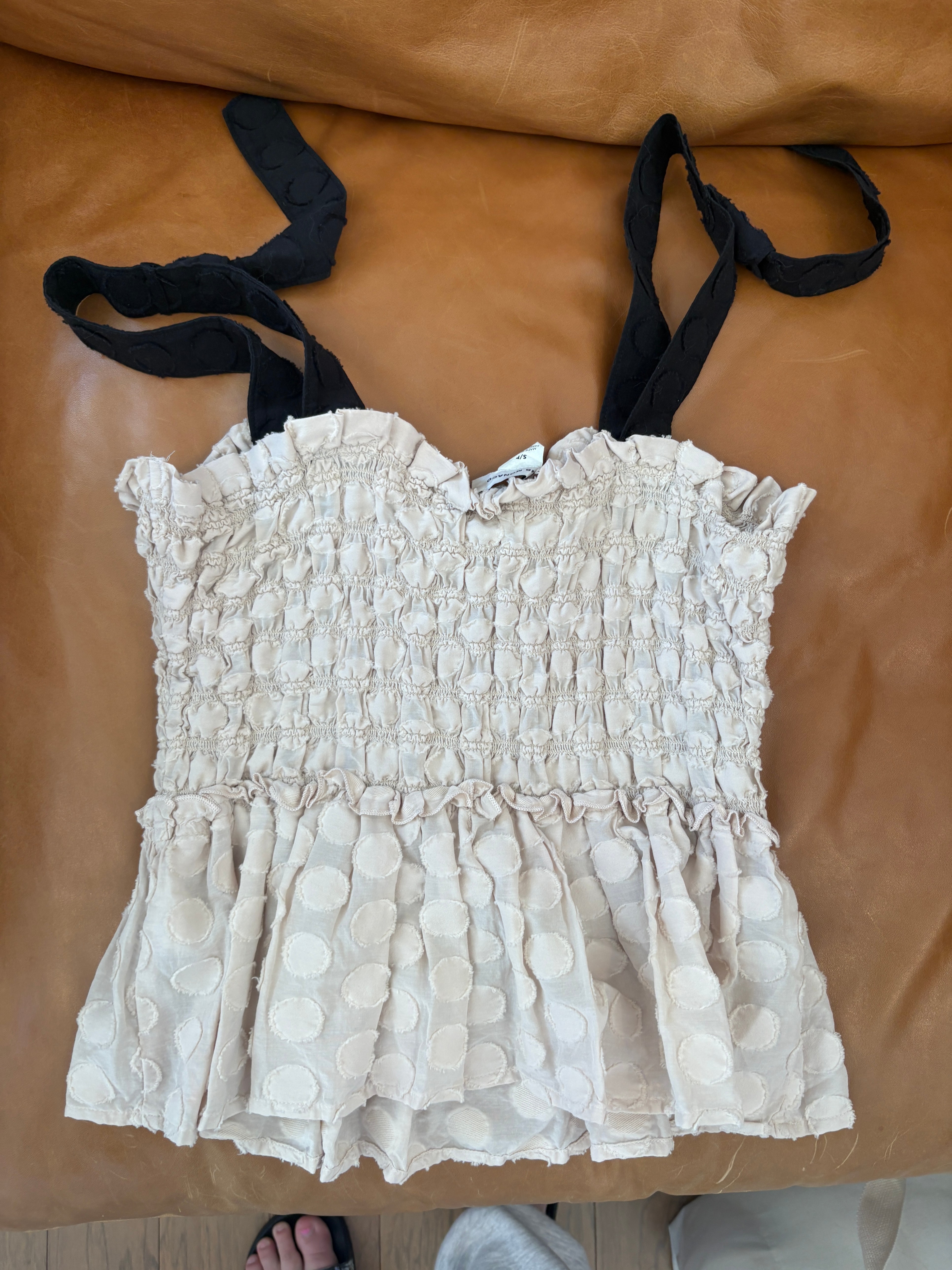 Club Monaco Tan Smocked Ruffle Top S/P - photo 2