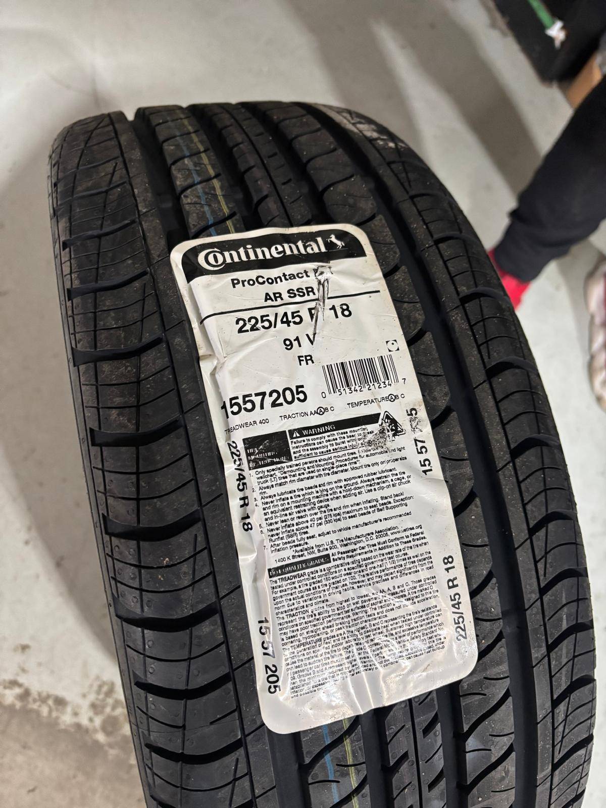 NEW 225/45/R18 Continental A/S RFT-BMW 3/4 Series/C Class/Camry