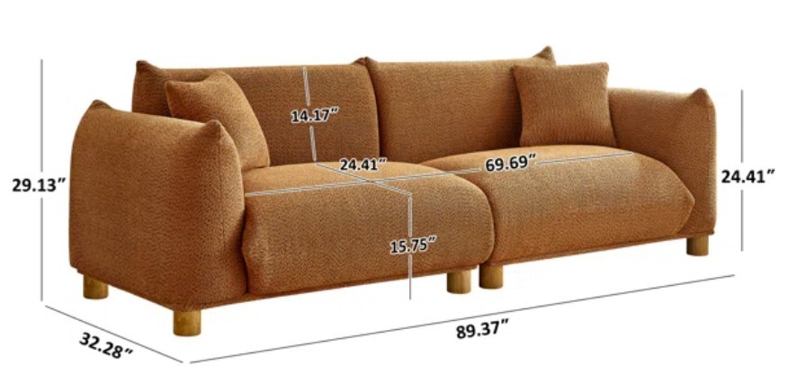3 Seater Upholstered Sofa - 88.9" - photo 3