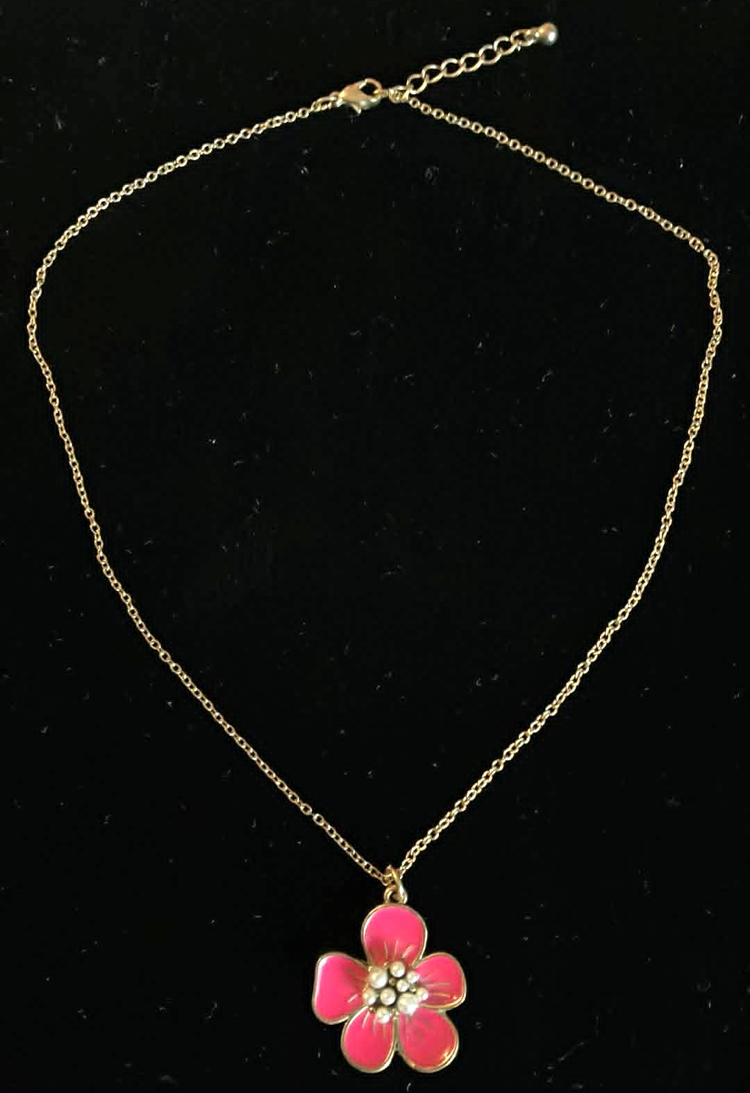 Necklace Pink Flower - 14 Inches