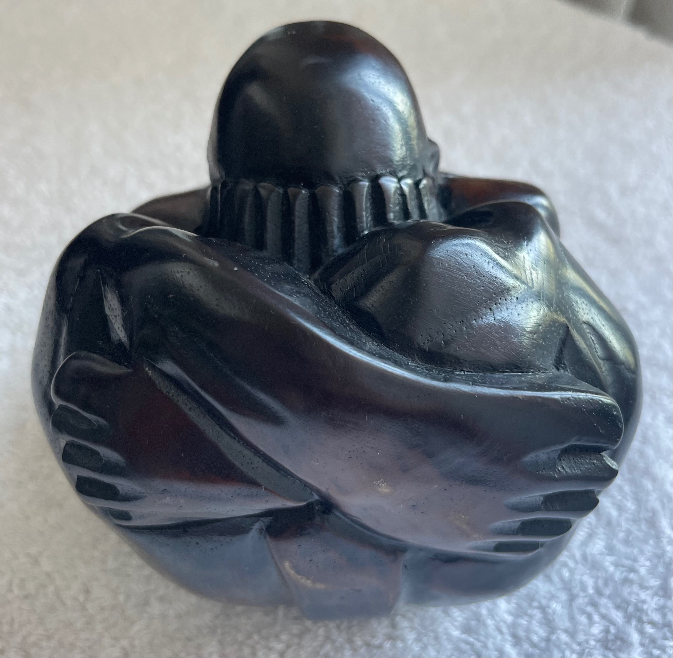 Vintage Heavy Solid Ceramic Weeping Buddha Figurine - photo 3