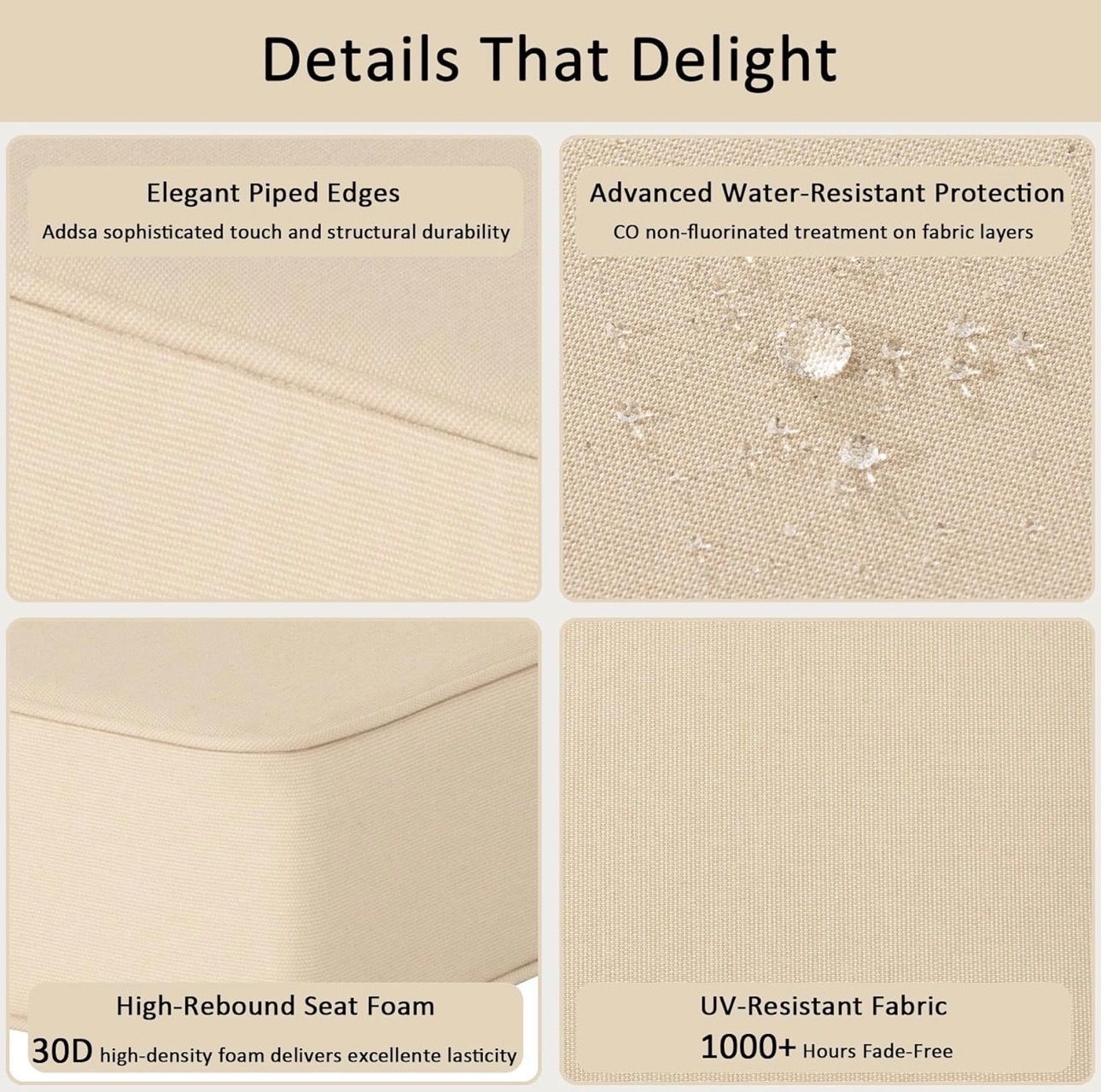 Sealed: Set-of-2 Outdoor Seat Cushion CO-Water/UV Resist 24"x24" - photo 3