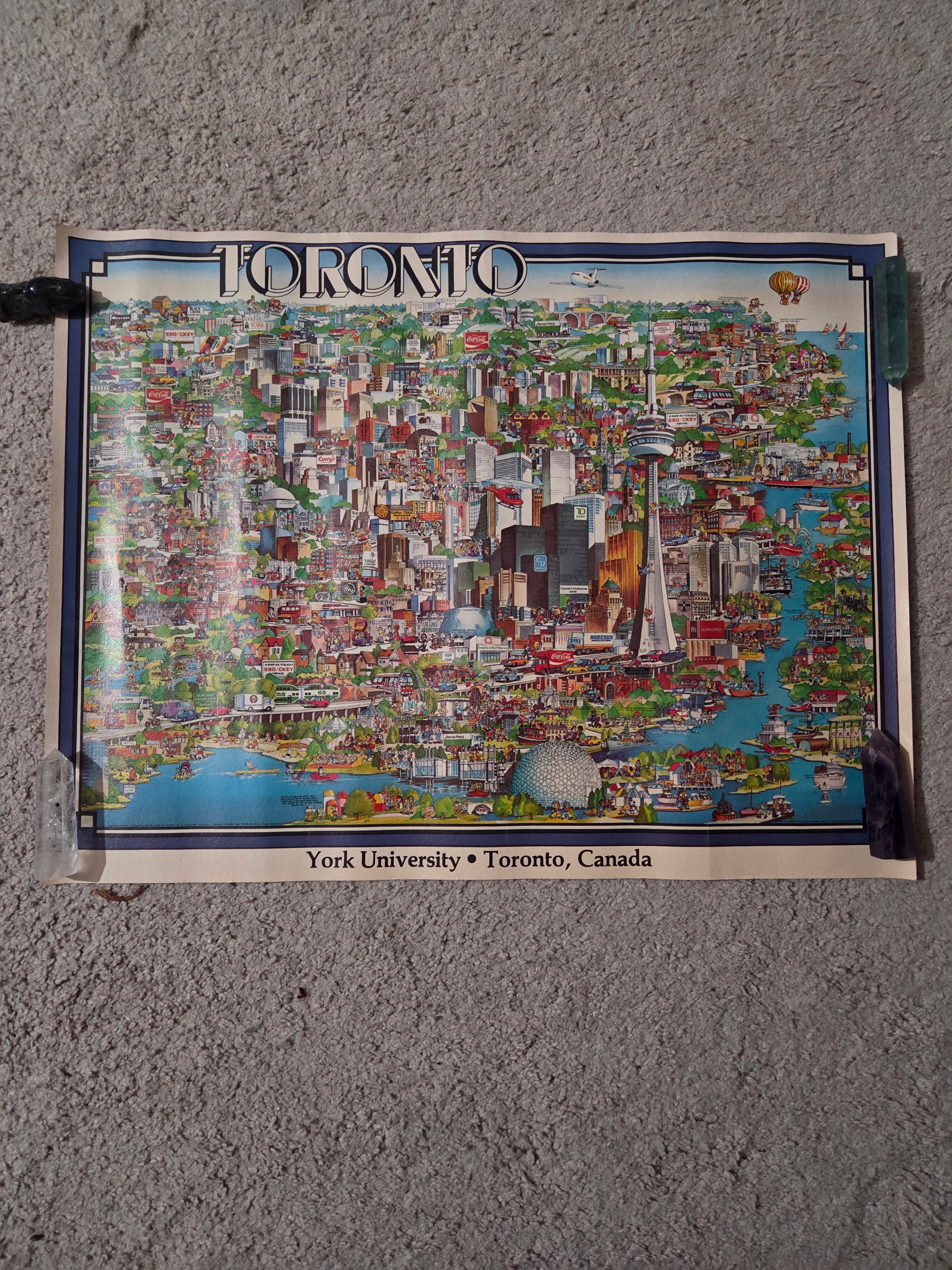 Vintage York University TORONTO Cartoon Illustrated Map Poster