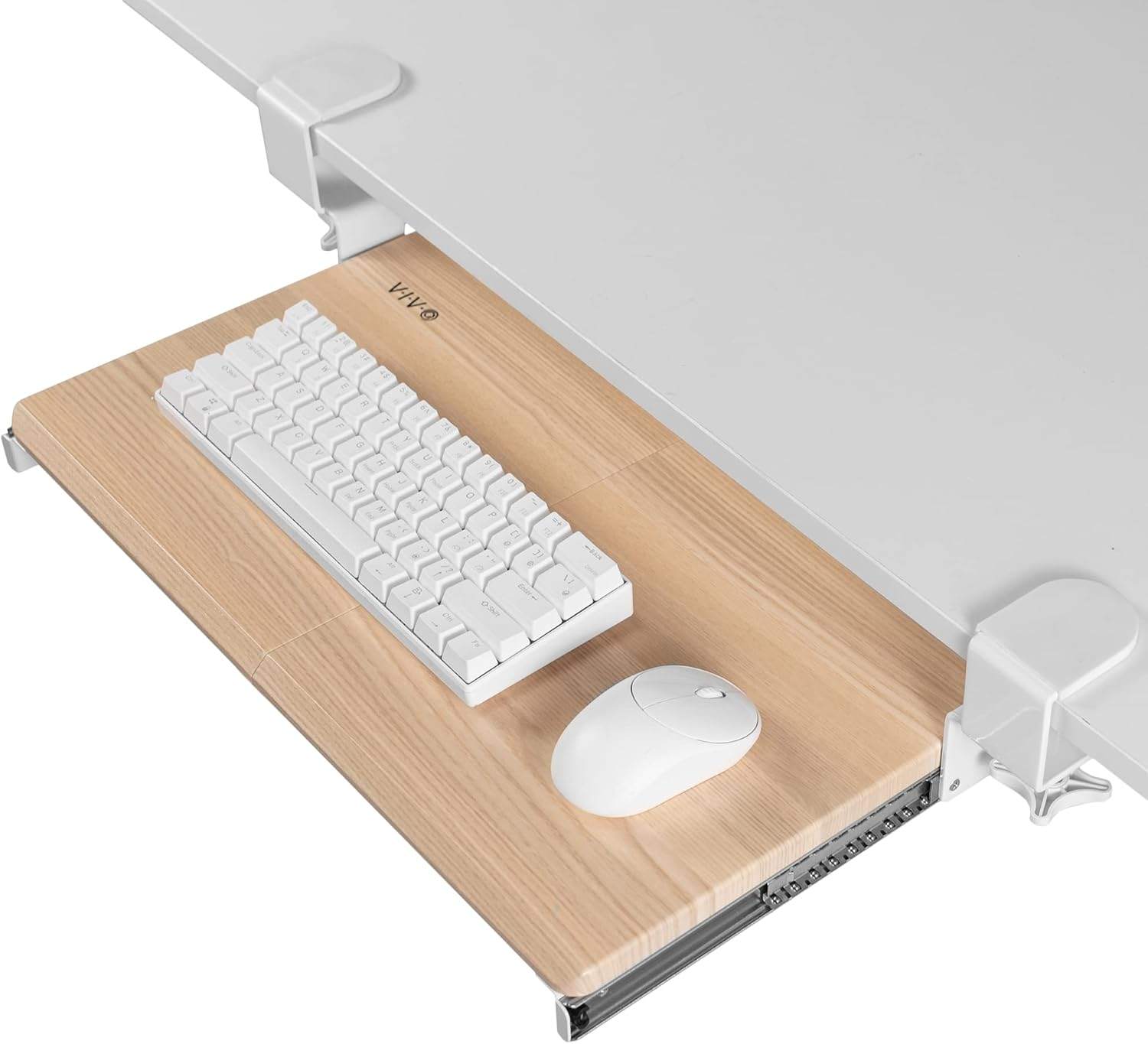 New VIVO Small Clamp-on Keyboard and Mouse Tray Light Wood - photo 2