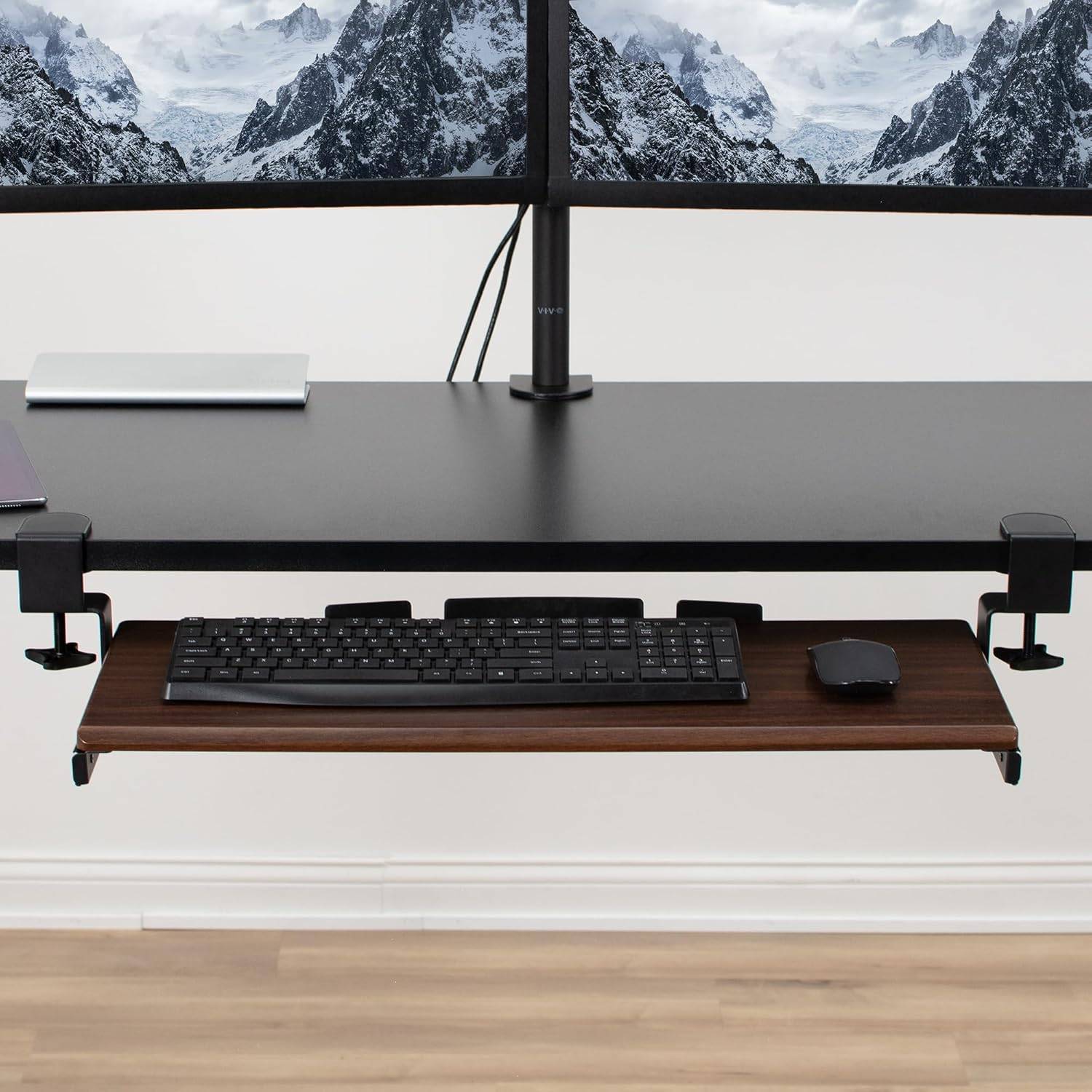 New VIVO Large Dark Wood Keyboard/Mouse Tray - photo 3