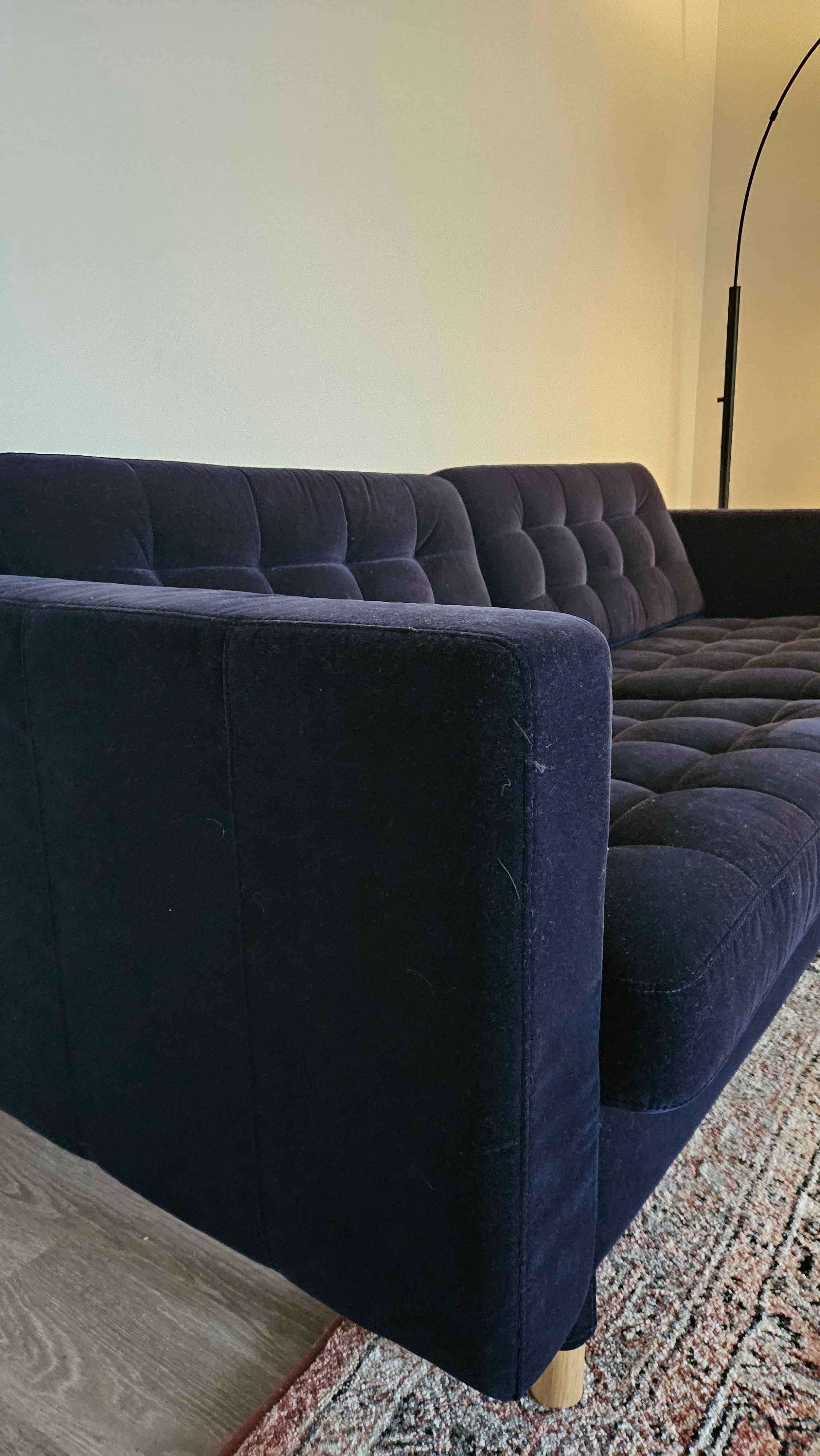 Ikea Love Sofa - Dark Blue Velvet Fabric - changeable cover - photo 4