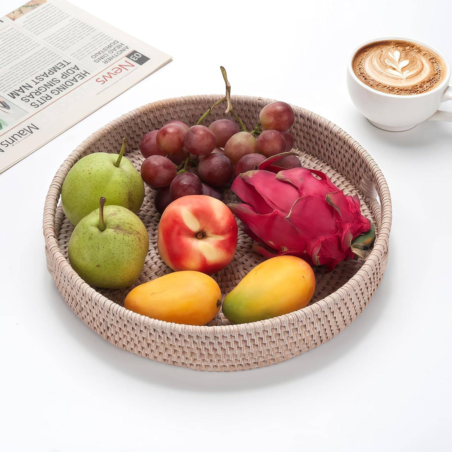 16.9 inch Round Rattan Tray - photo 2