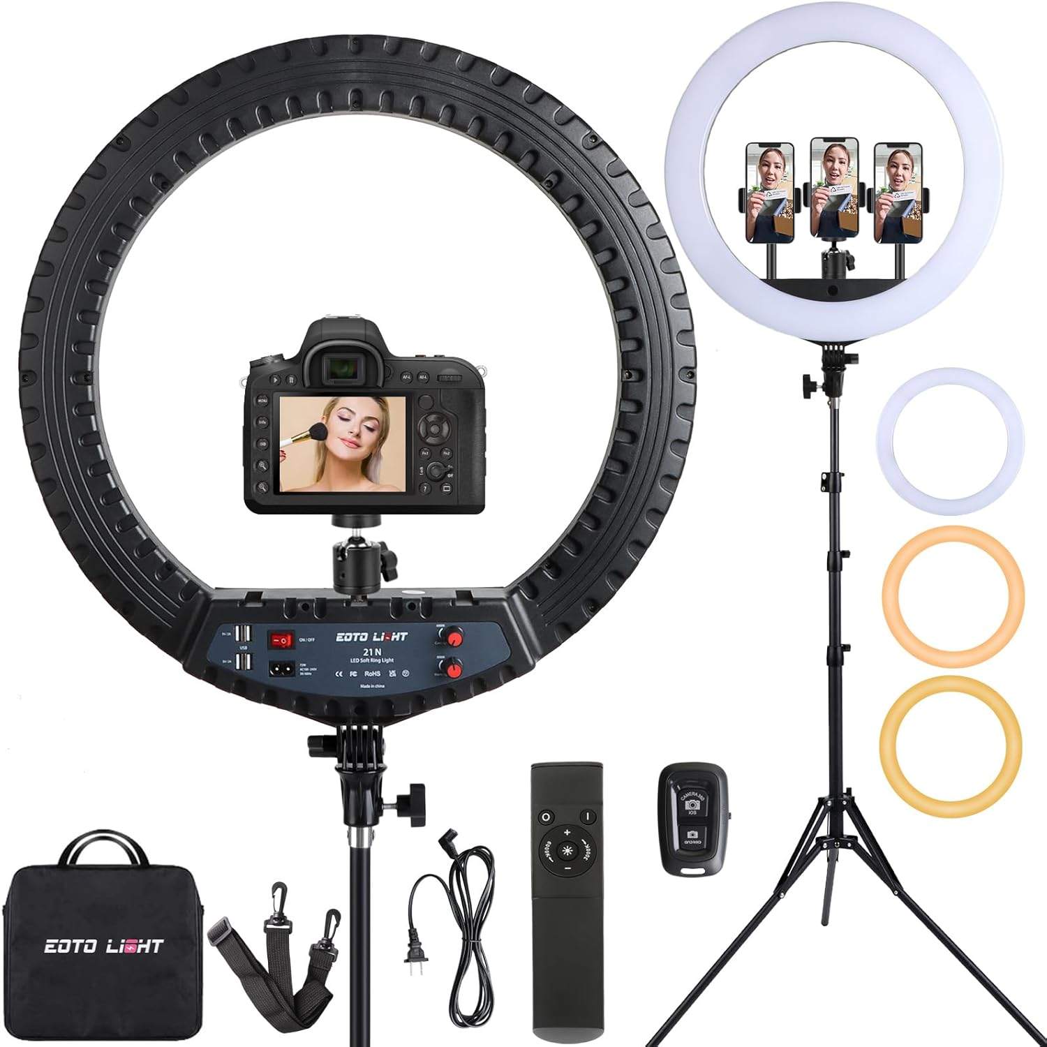 21” Professional LED Ring Light with Tripod + Remote + Carry Bag - photo 3