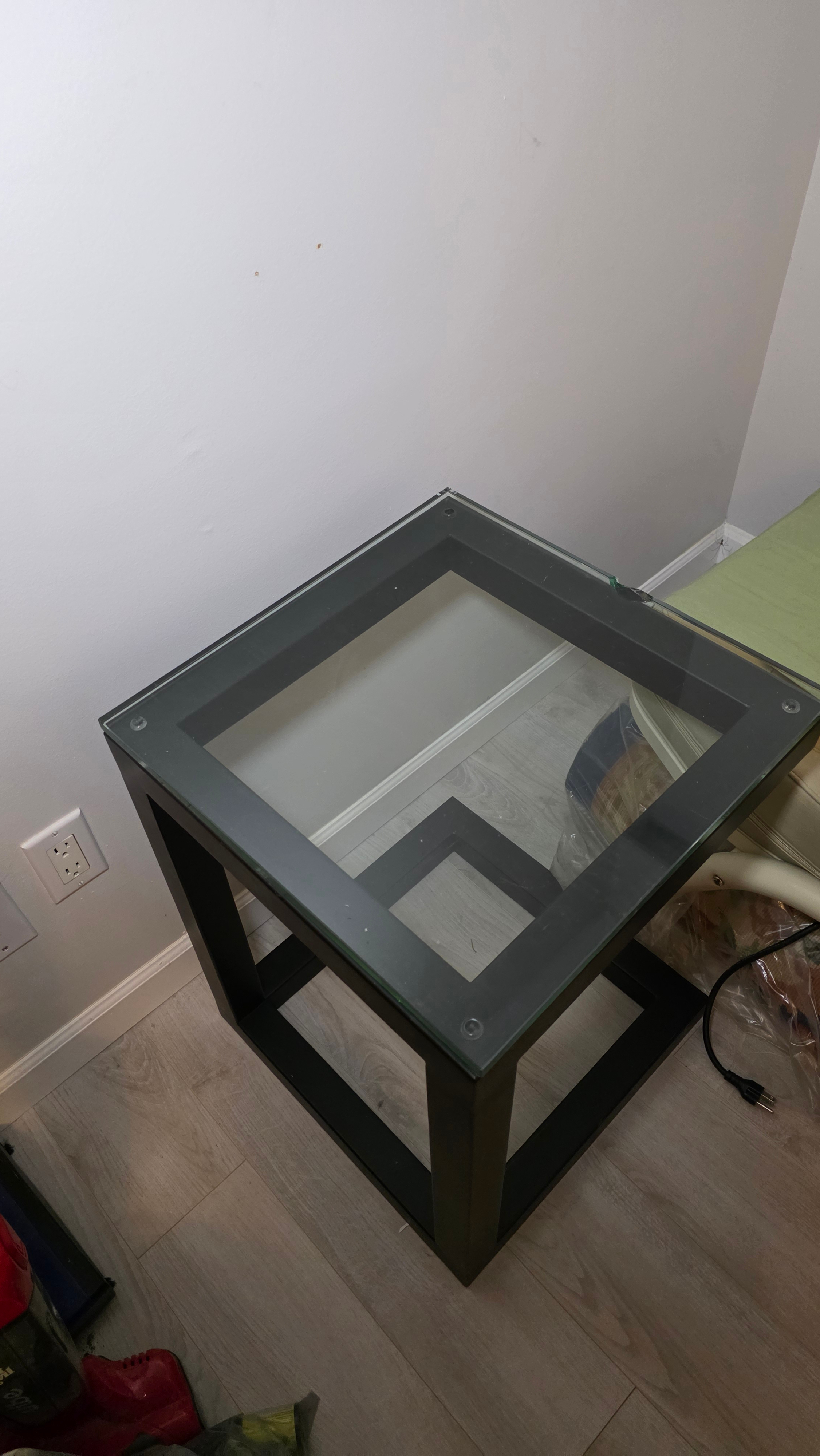 Black Metal and Glass Cube Side Table - photo 3