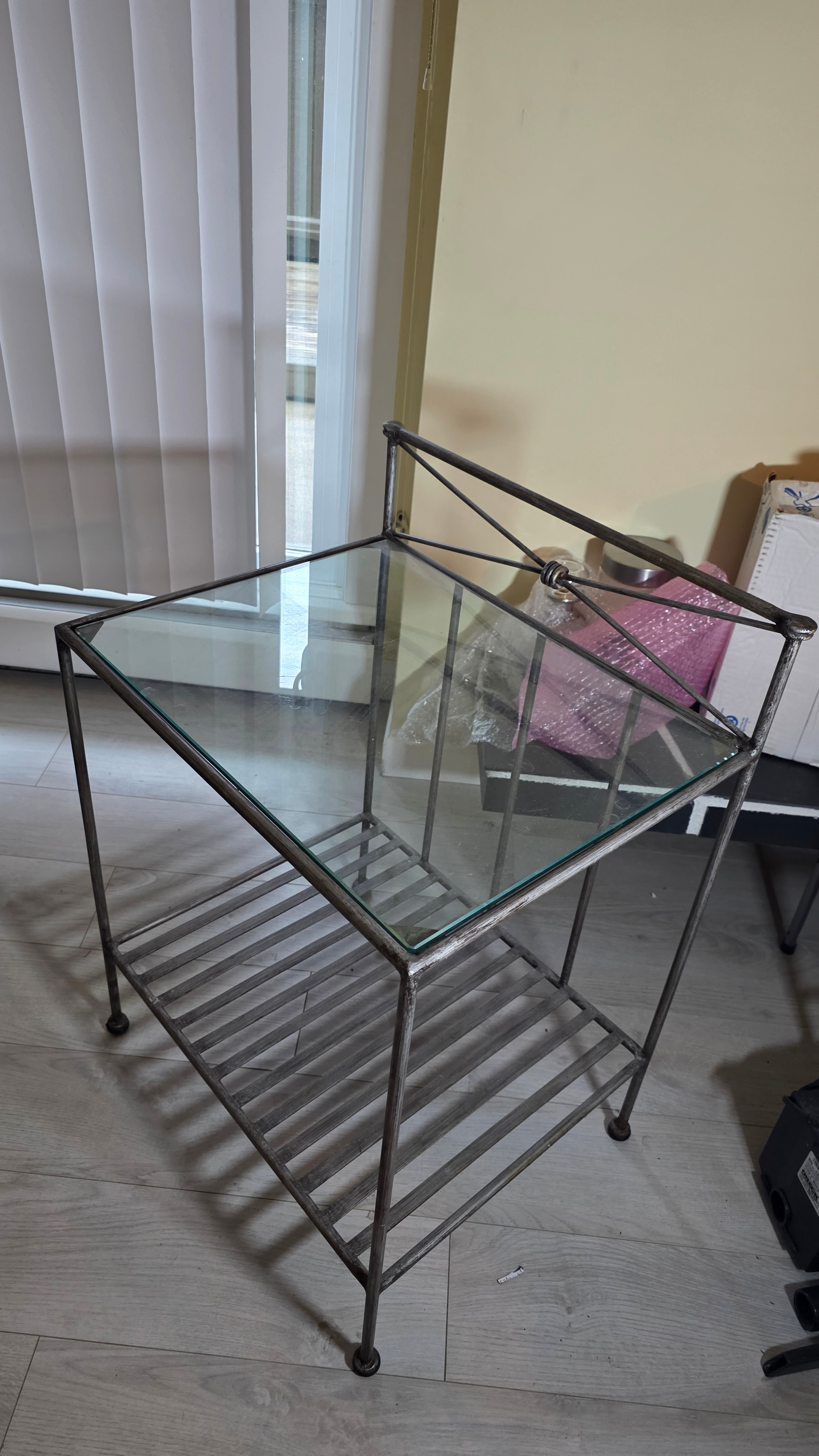 Pier 1 Medici Wrought Iron & Glass Side Table – Pewter Finish - photo 3