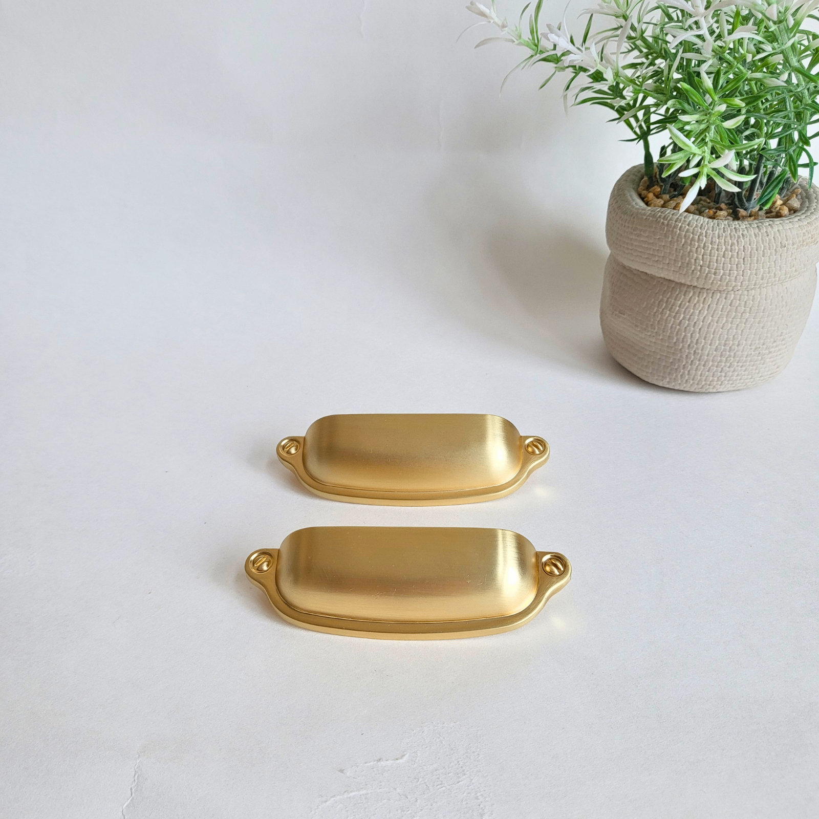 Just $5! - 2 Brushed Brass Cup Cabinet Handles - South Ajax