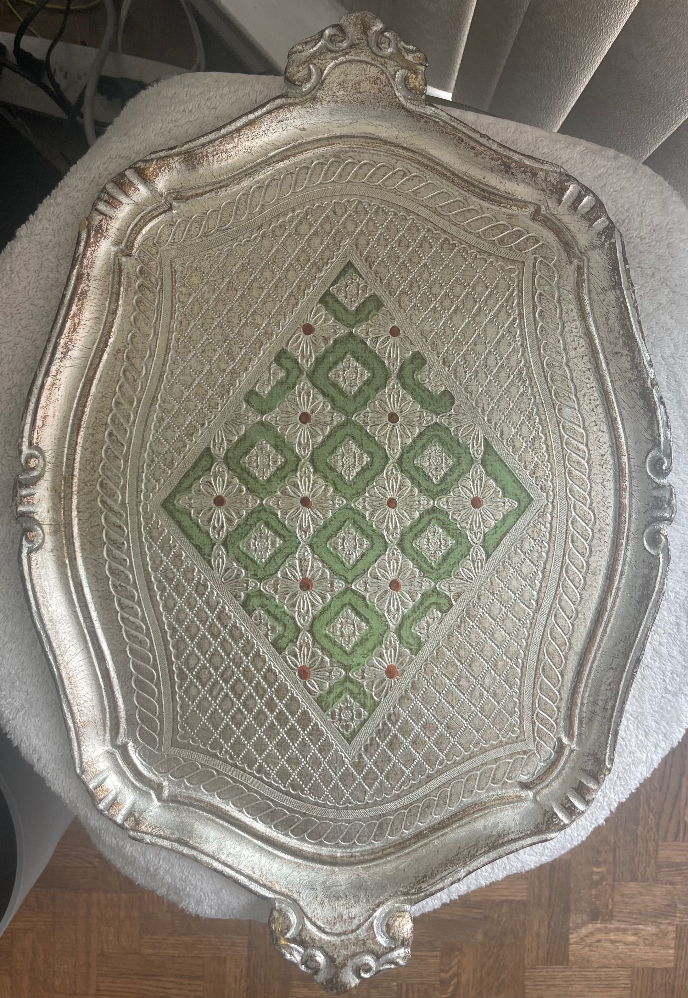 Large Vintage Italian Florentine Wood Serving Tray