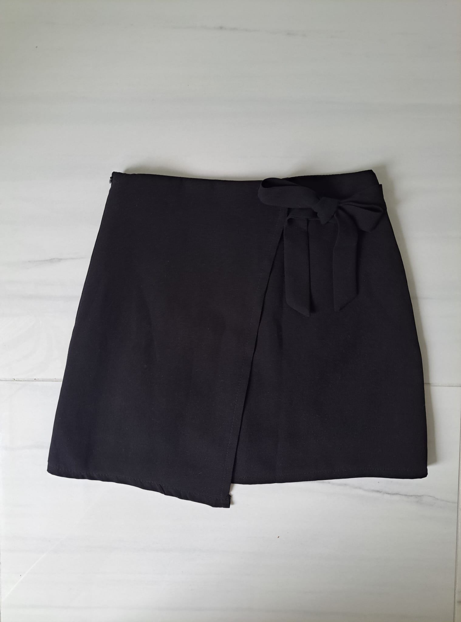 🖤 Black Ribbon Wrap High Rise Skirt