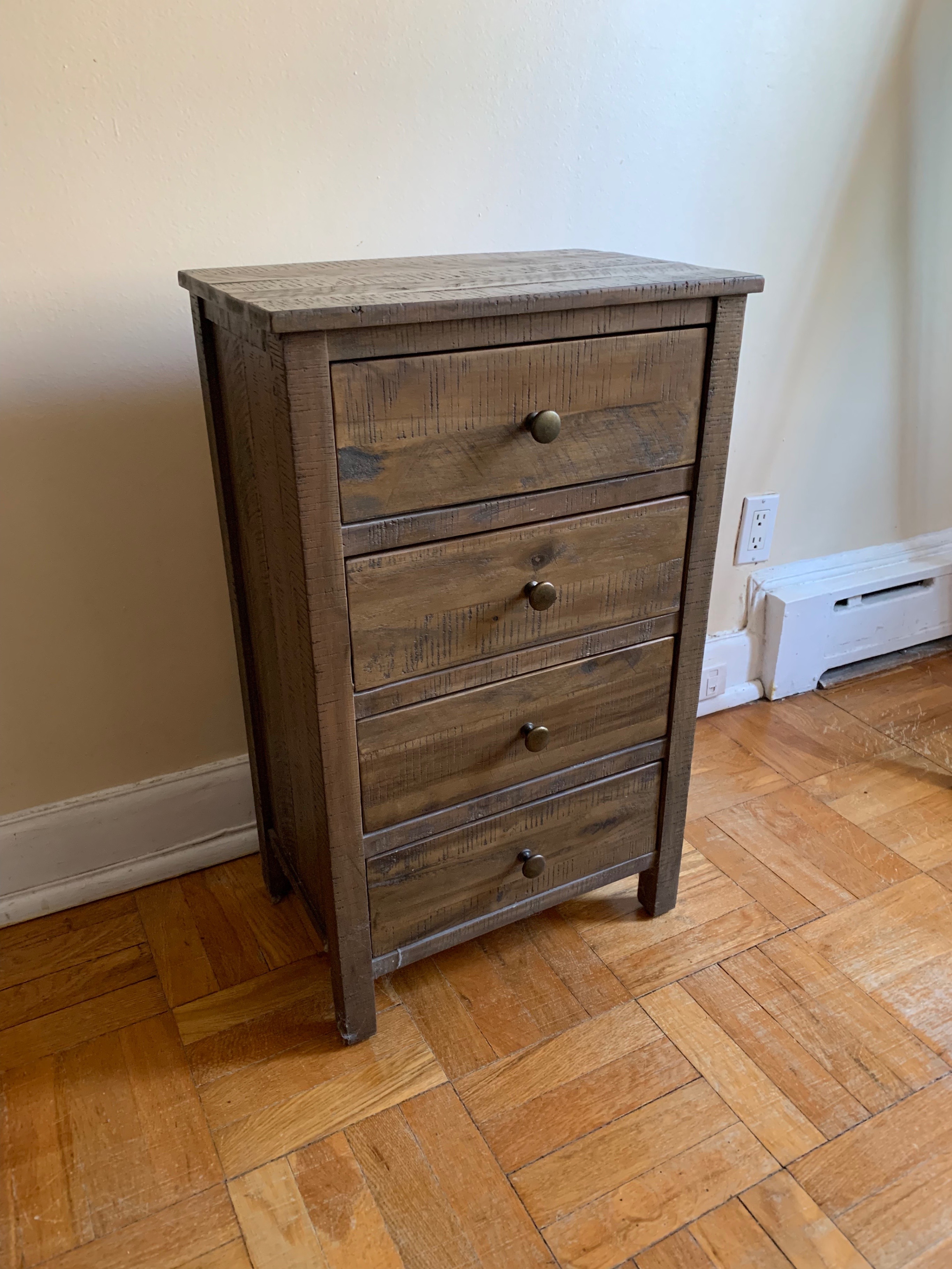 Moving Sale: Heavy Solid Wood 4-Drawer Chest – Rustic Style