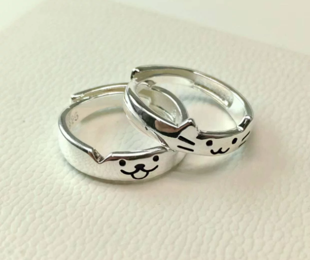 Cute Cat and Dog Couple Rings - Size Adjustable - photo 2