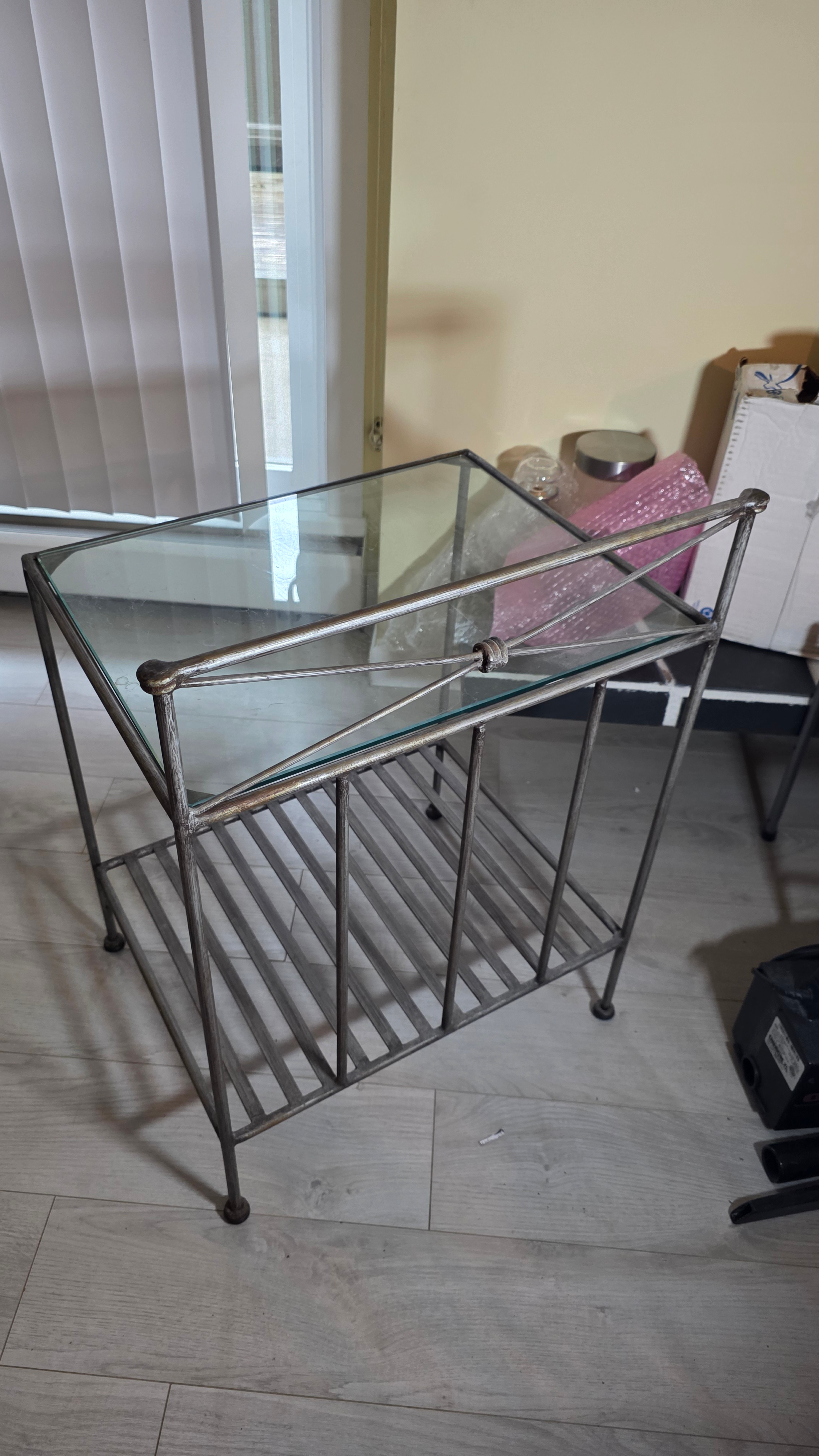 Pier 1 Medici Wrought Iron & Glass Side Table – Pewter Finish - photo 4