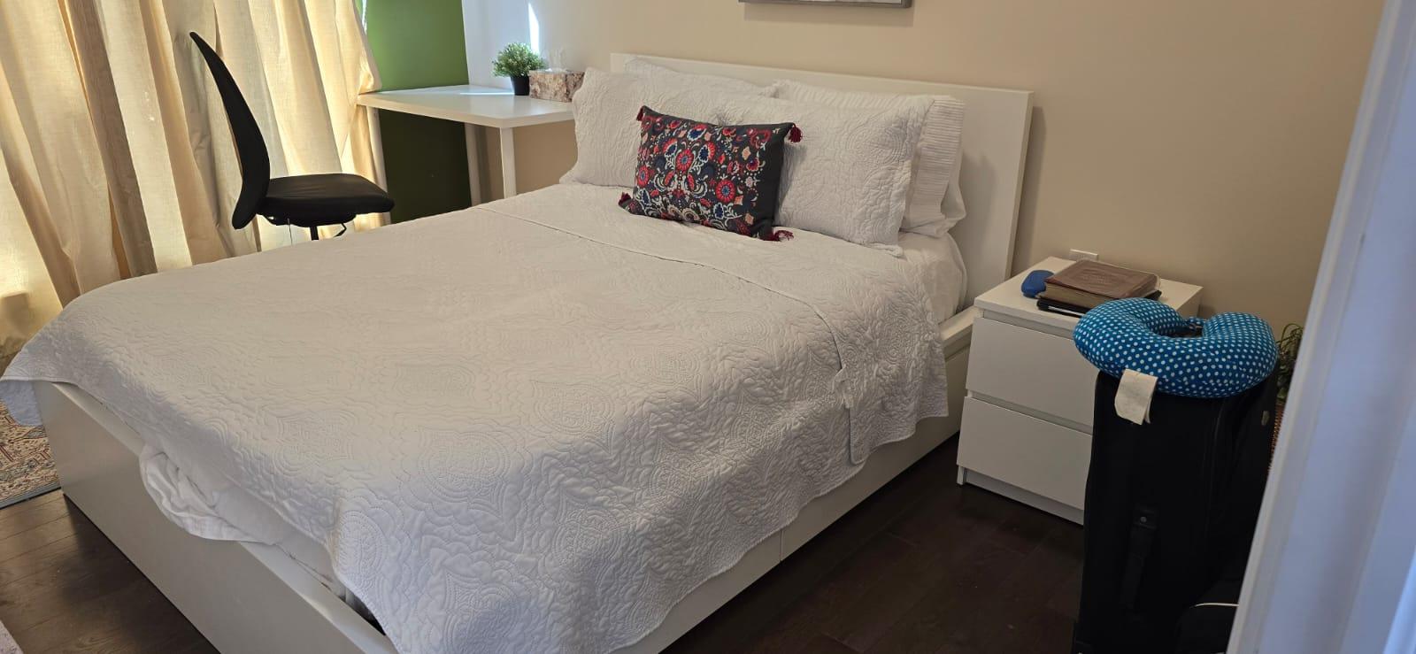 Ikea Malm queen Size Bed with Side Table