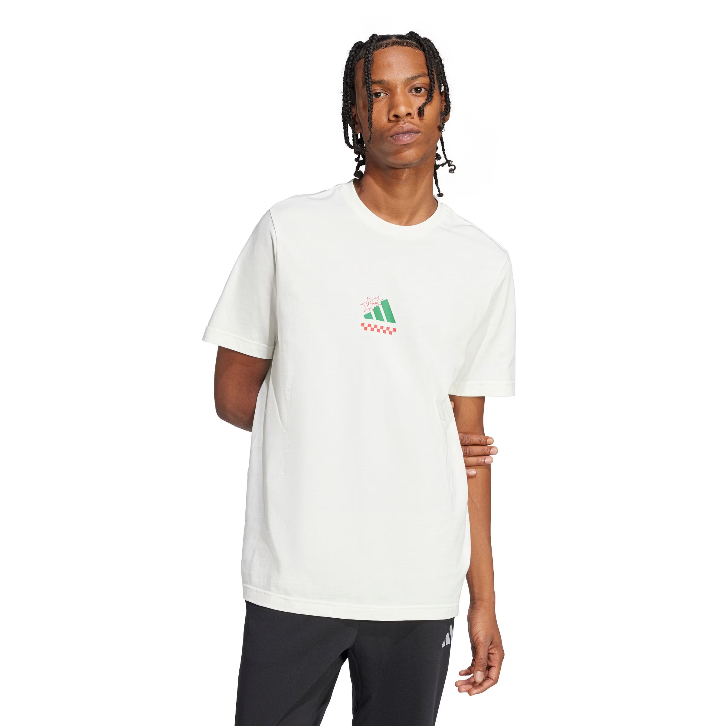 NEW adidas Men's Off White Pizza Cotton T-Shirt Size L - photo 3