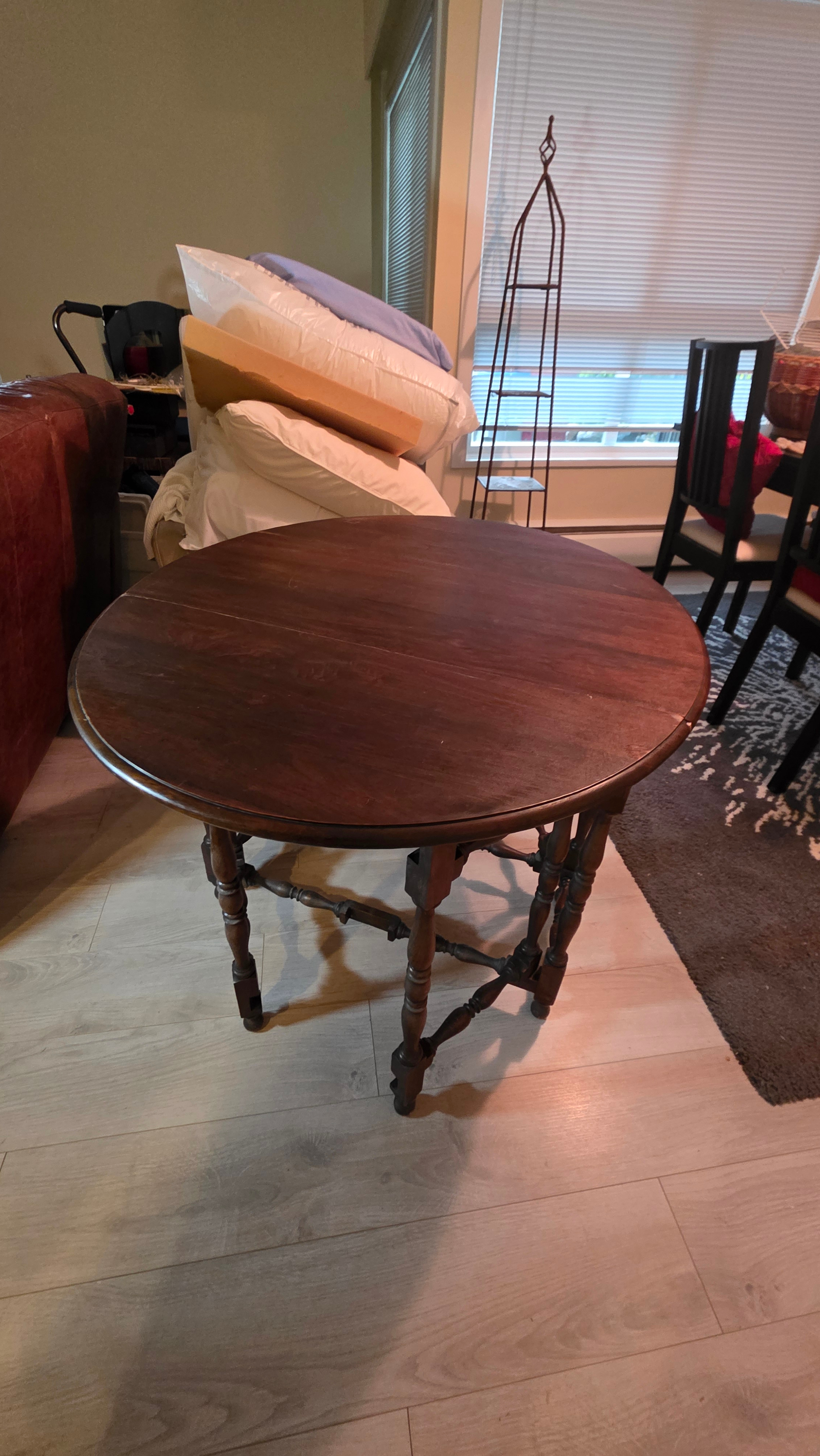 ✨ Vintage Solid Wood Gate Leg Drop-Leaf Table ✨ - photo 4