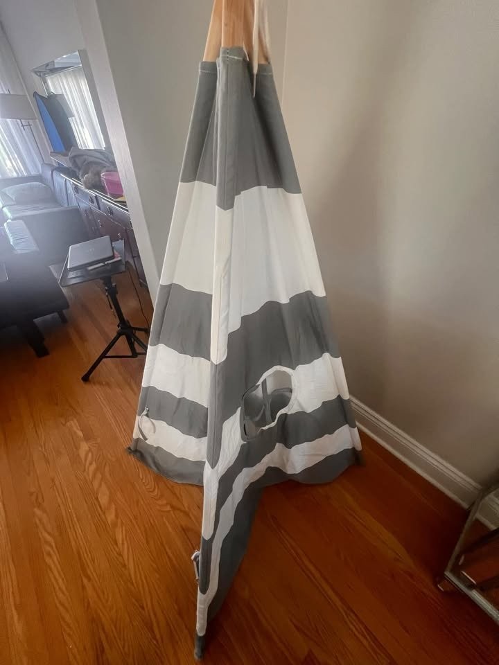 Indoor Outdoor Grey Striped Canvas Indian Kids - photo 3