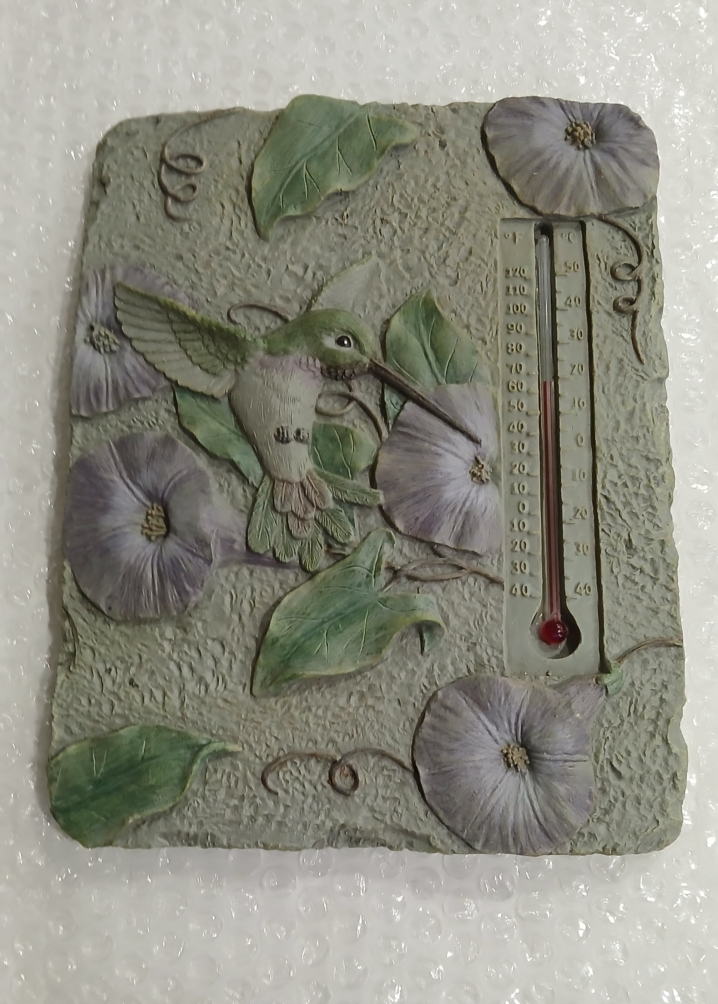 Serenity Garden Polystone Bird Thermometer Plaque