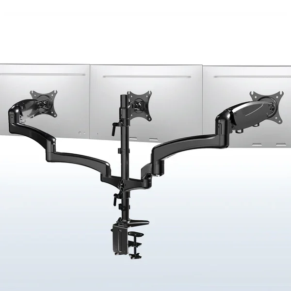 New VIVO Black Triple Monitor Mount, 2 Pneumatic Arms + 1 Fixed - photo 2