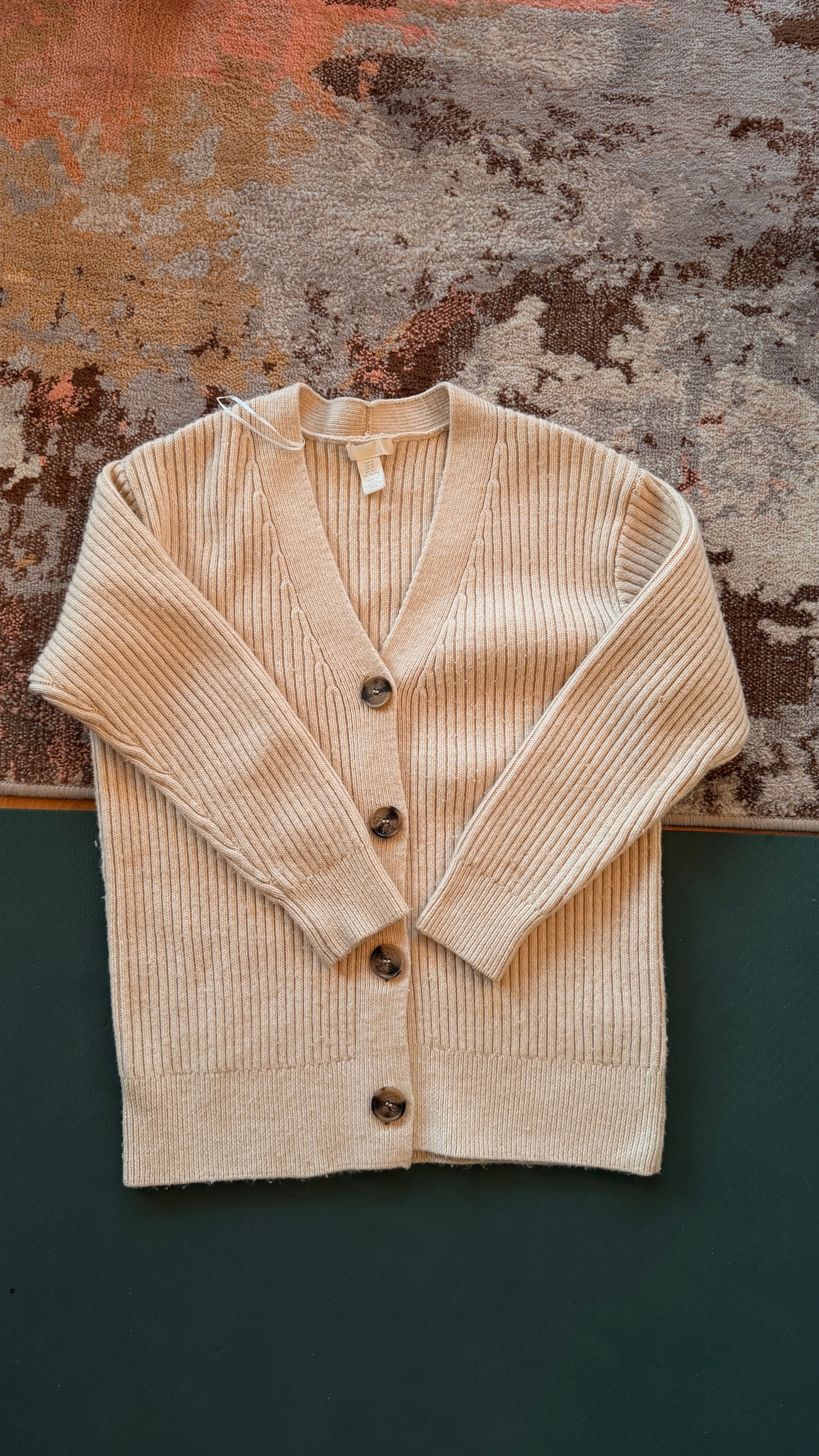 H&M Cream Ribbed Button-Up Cardigan