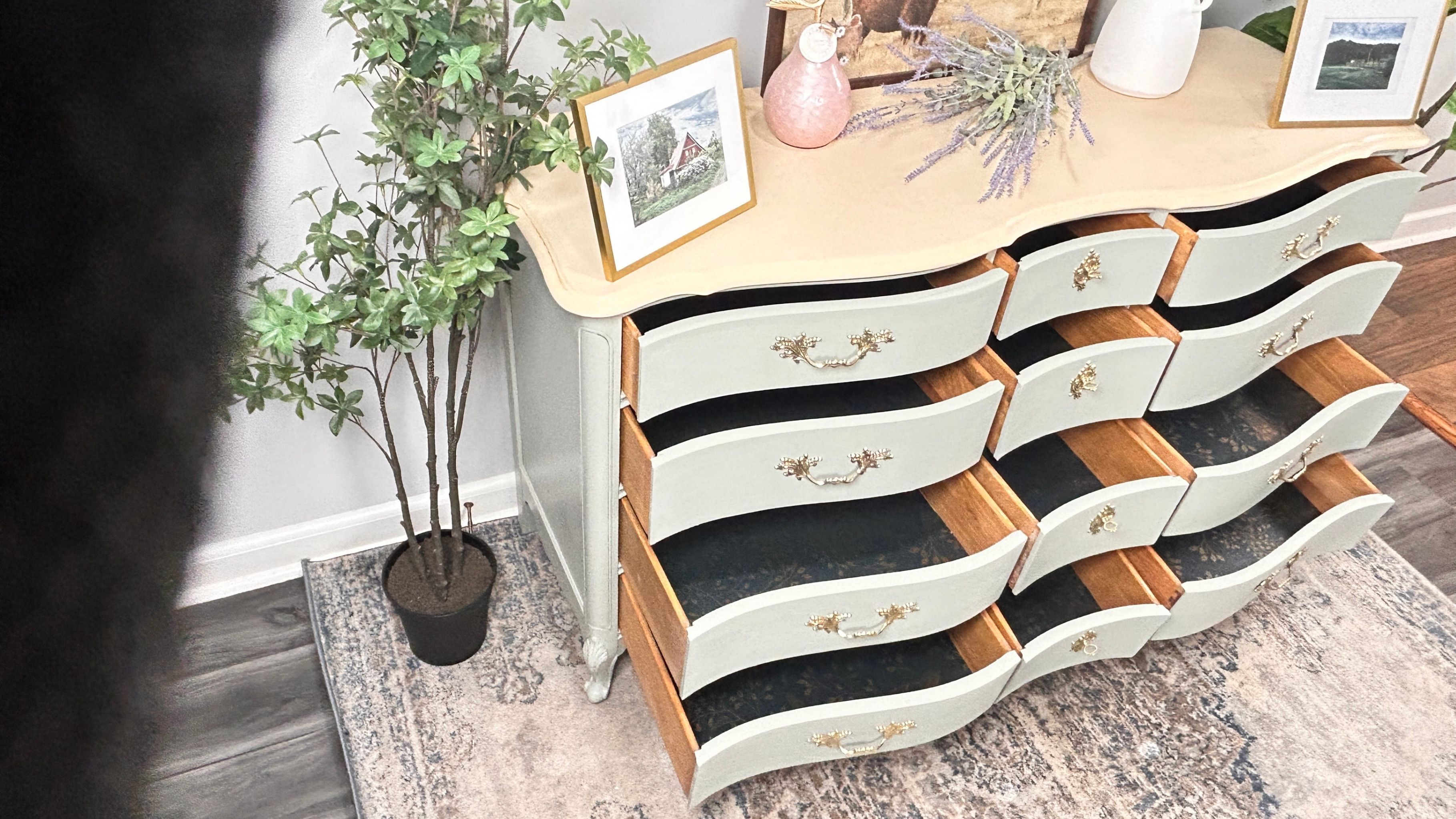Delivery available Vintage Sage Green French Provincial Dresser - photo 3
