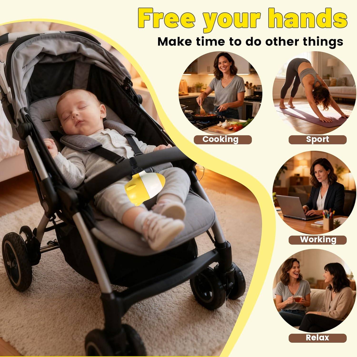 Baby Rocker, Portable Quiet Baby Bouncer Gently Rocks Strollers - photo 3